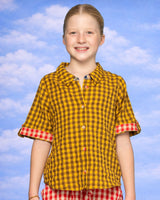 Kids Keiko Shirt - Mustard Seersucker