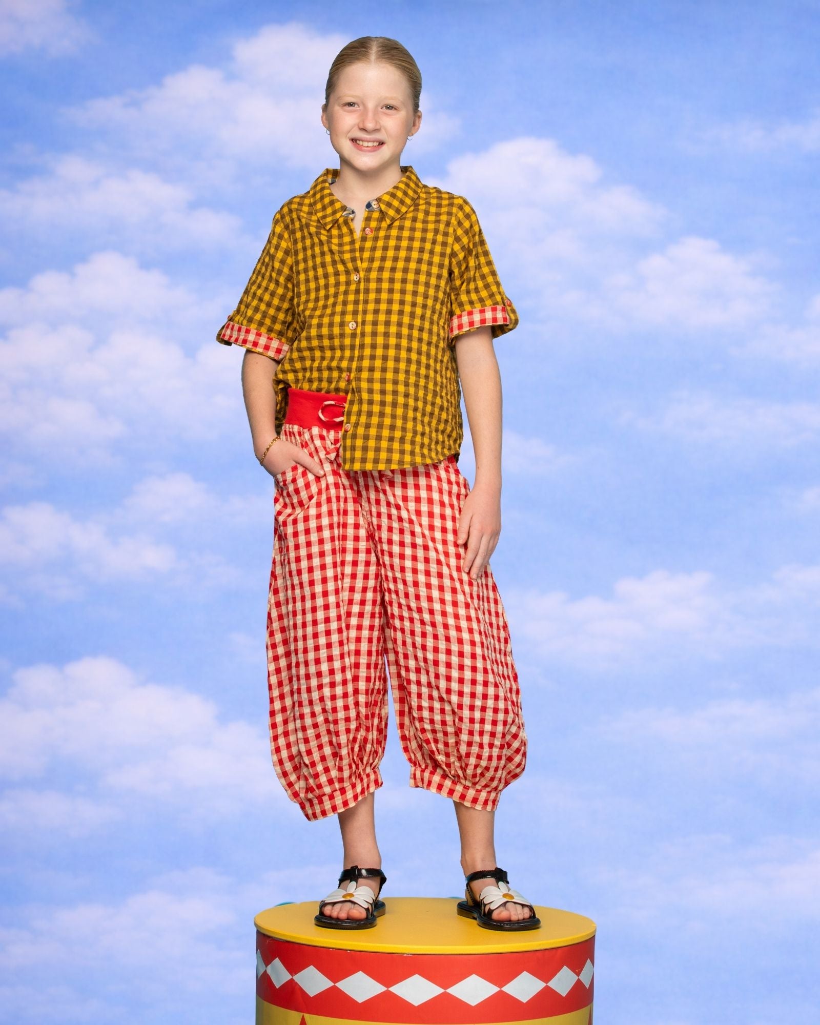 Kids Guru Pant - Red Seersucker