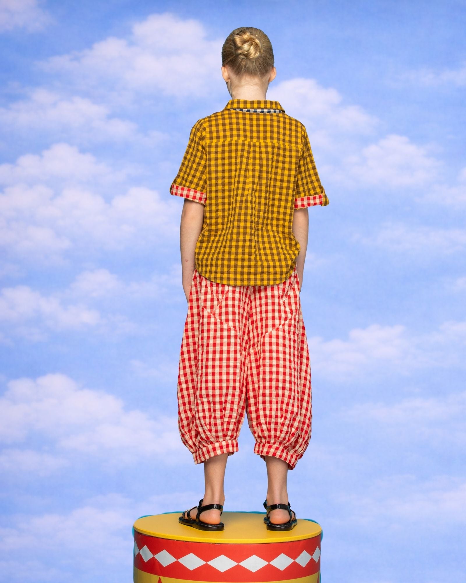 Kids Keiko Shirt - Mustard Seersucker