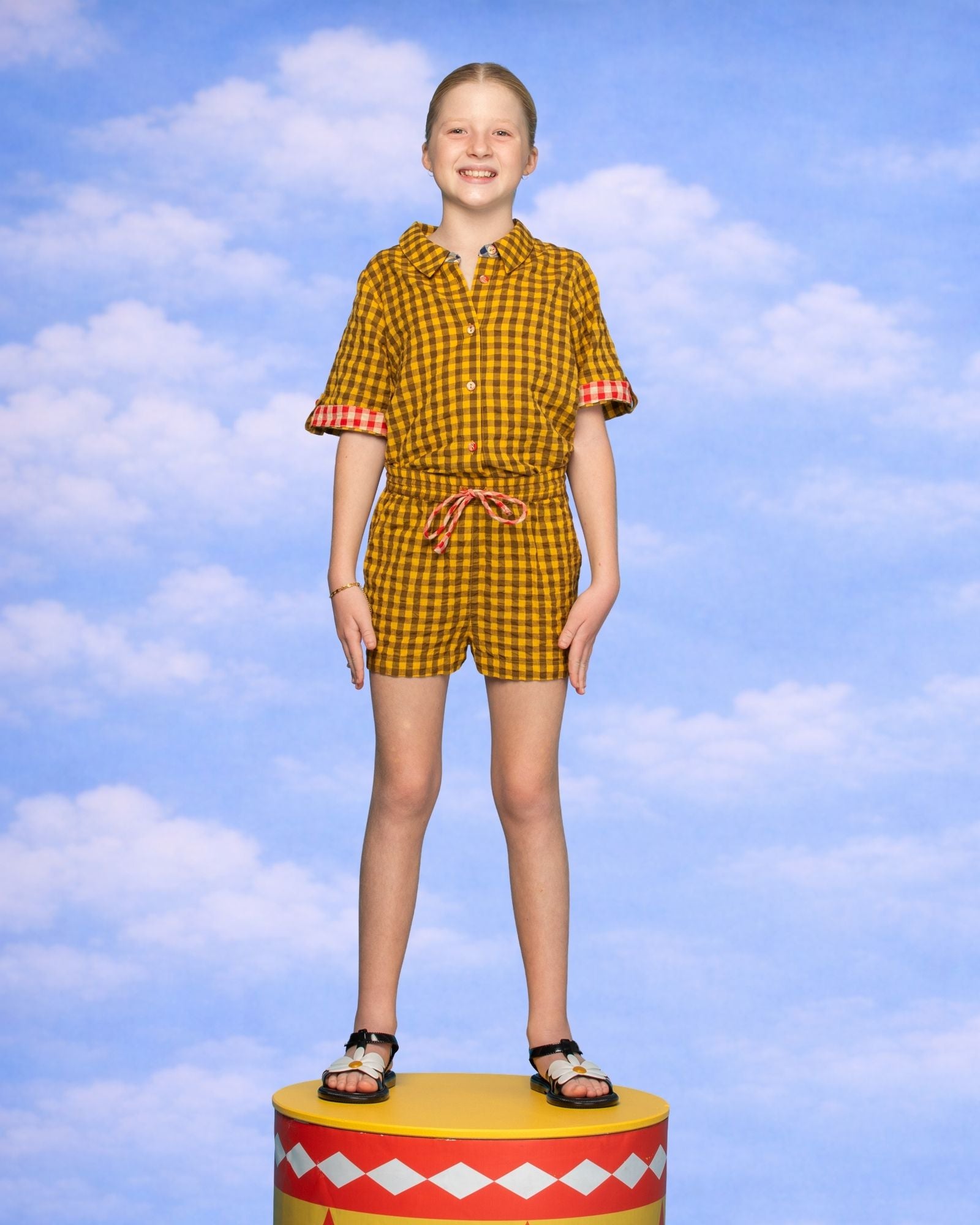 Kids Keiko Short - Mustard Seersucker