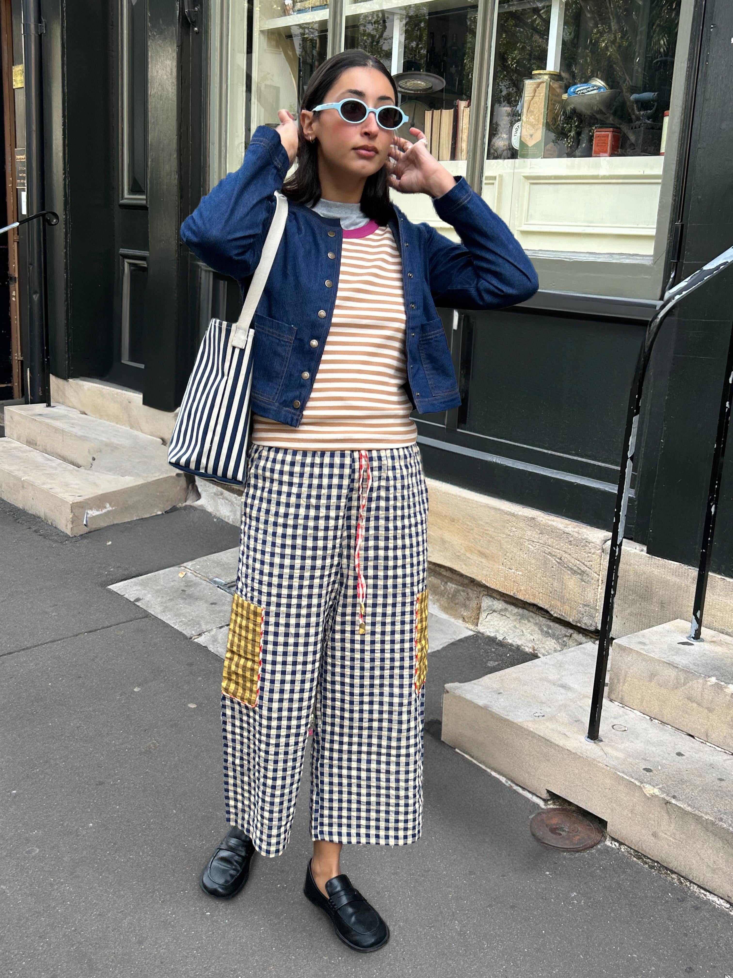 Evelina Pant- Navy Seersucker