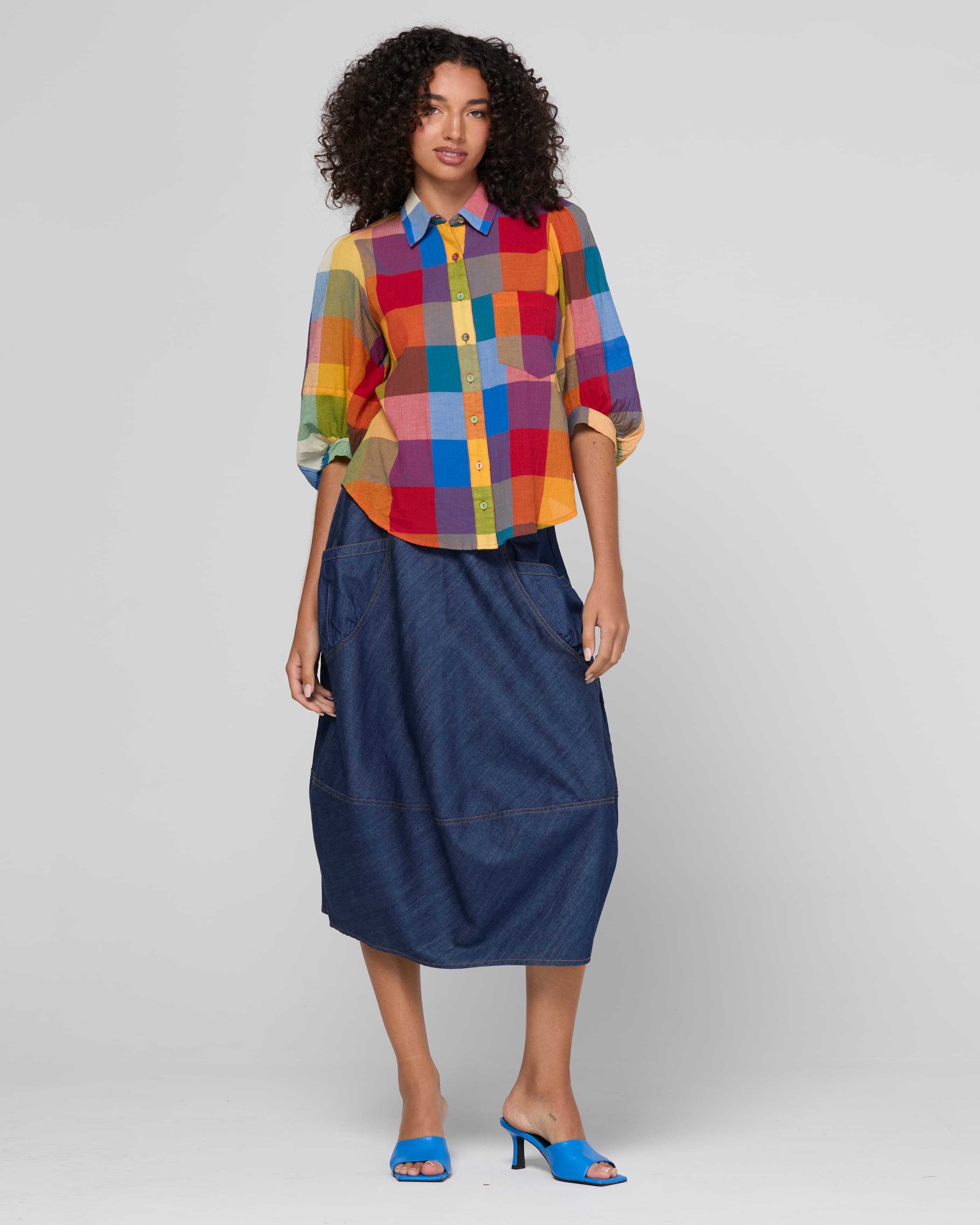 Guru Skirt - Dark Denim Contrast Stitching