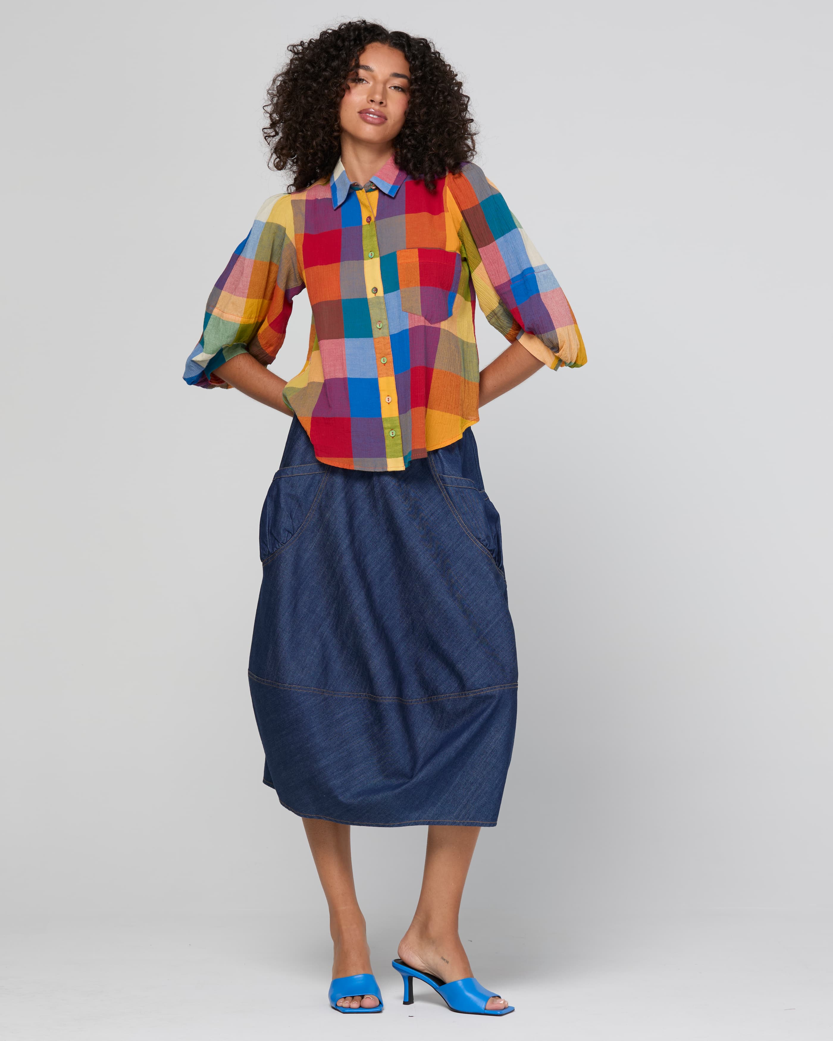Guru Skirt - Dark Denim Contrast Stitching