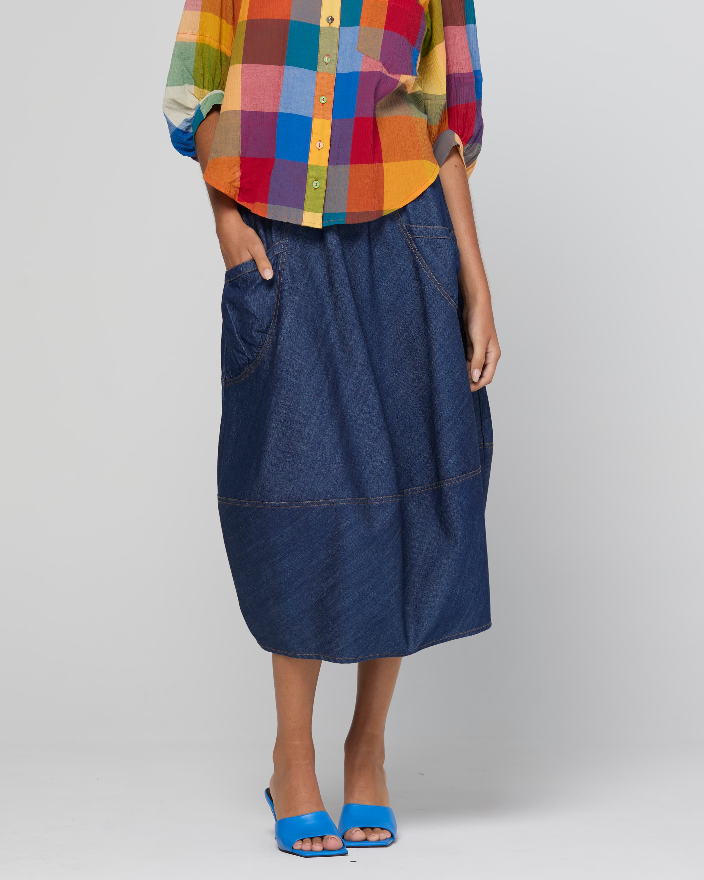Guru Skirt - Dark Denim Contrast Stitching
