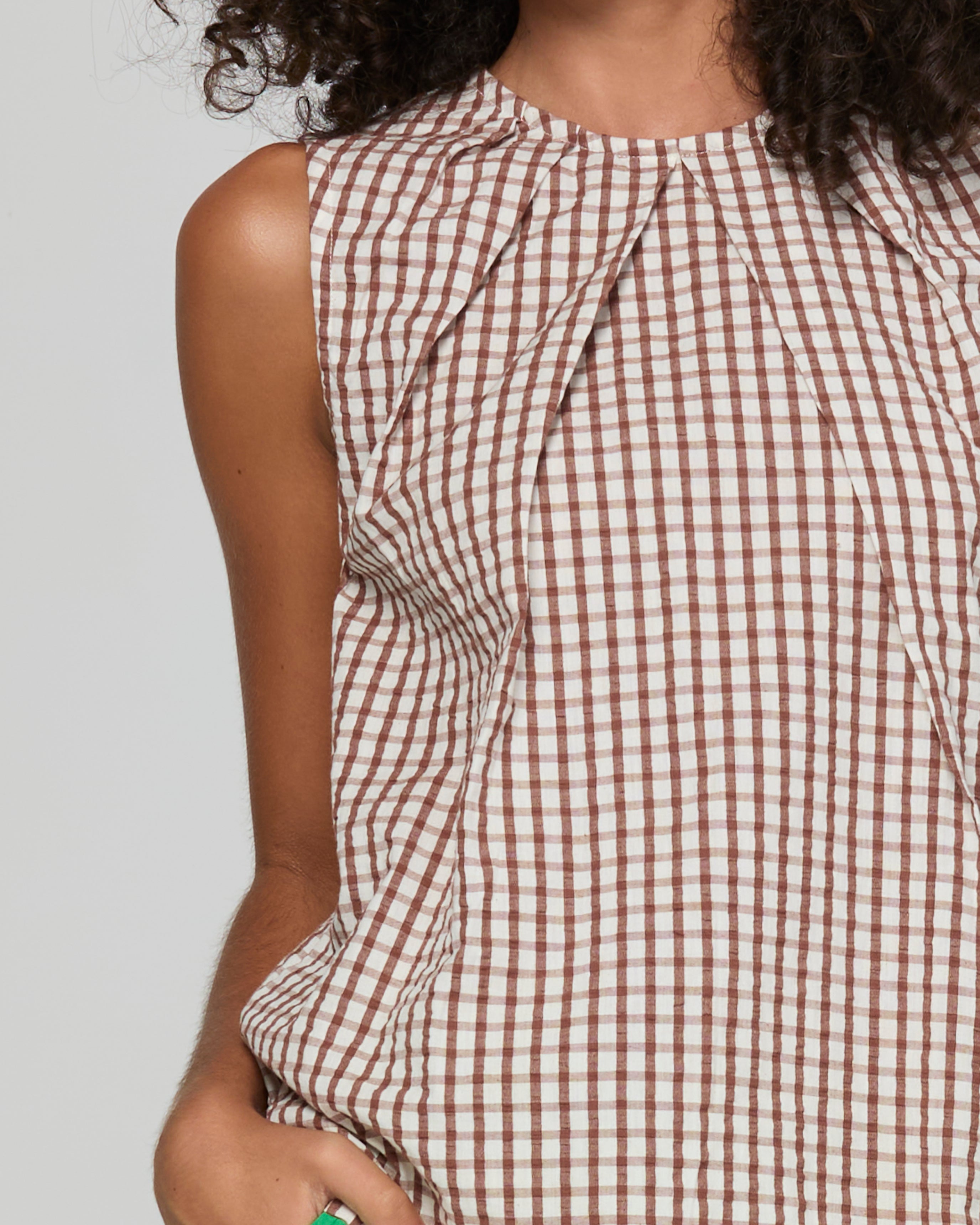 Chekku Top - Cocoa Gingham