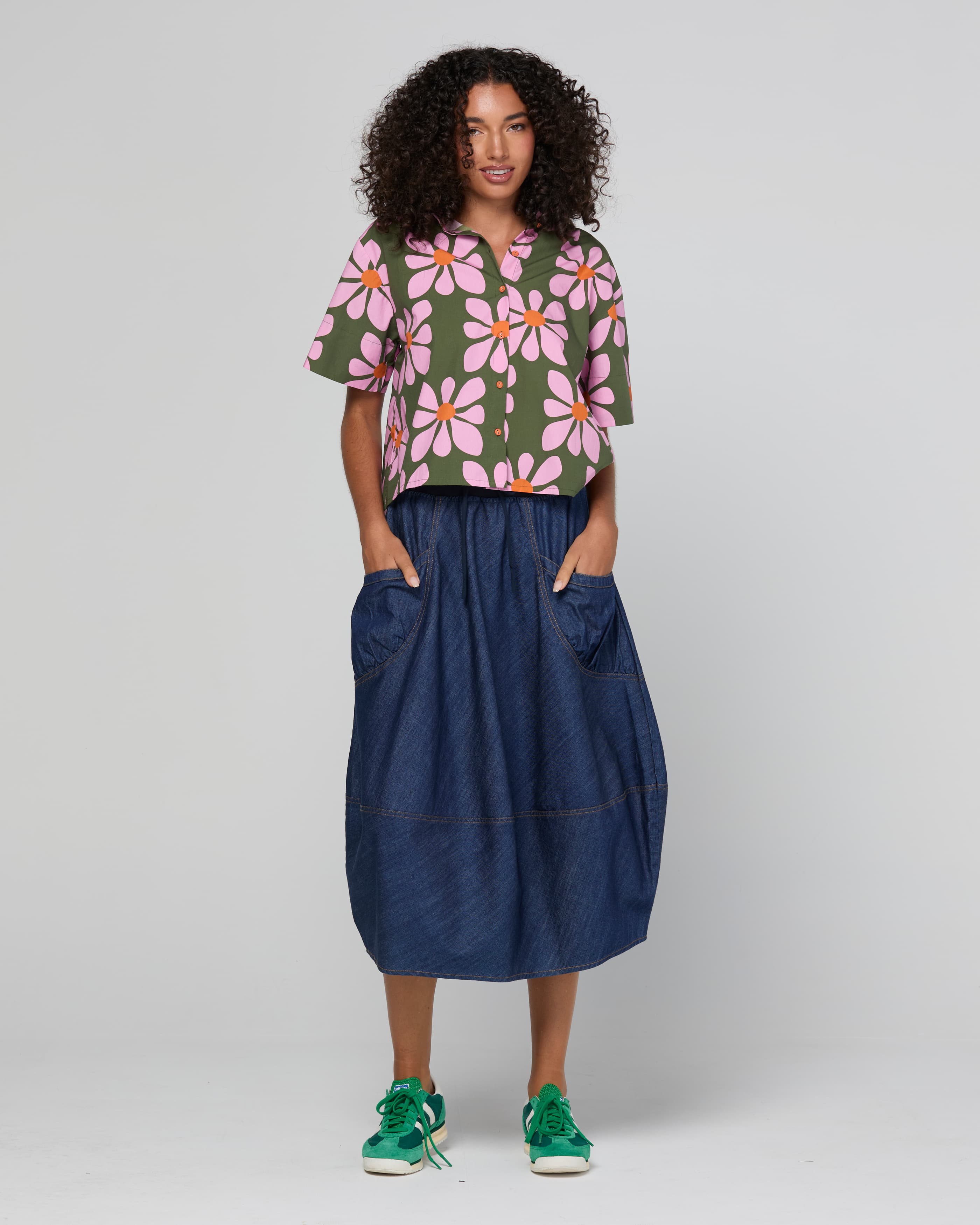 Guru Skirt - Dark Denim Contrast Stitching