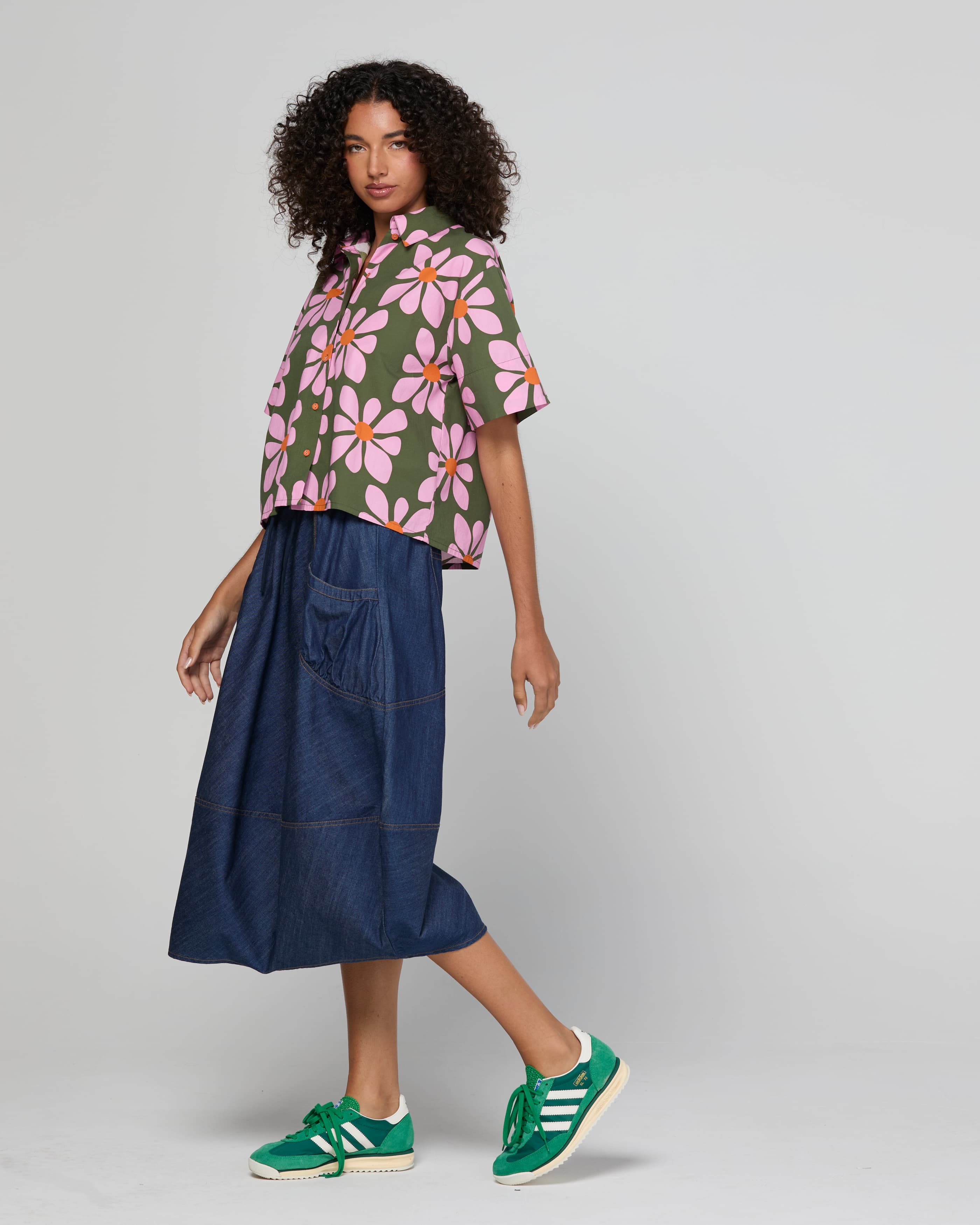 Guru Skirt - Dark Denim Contrast Stitching