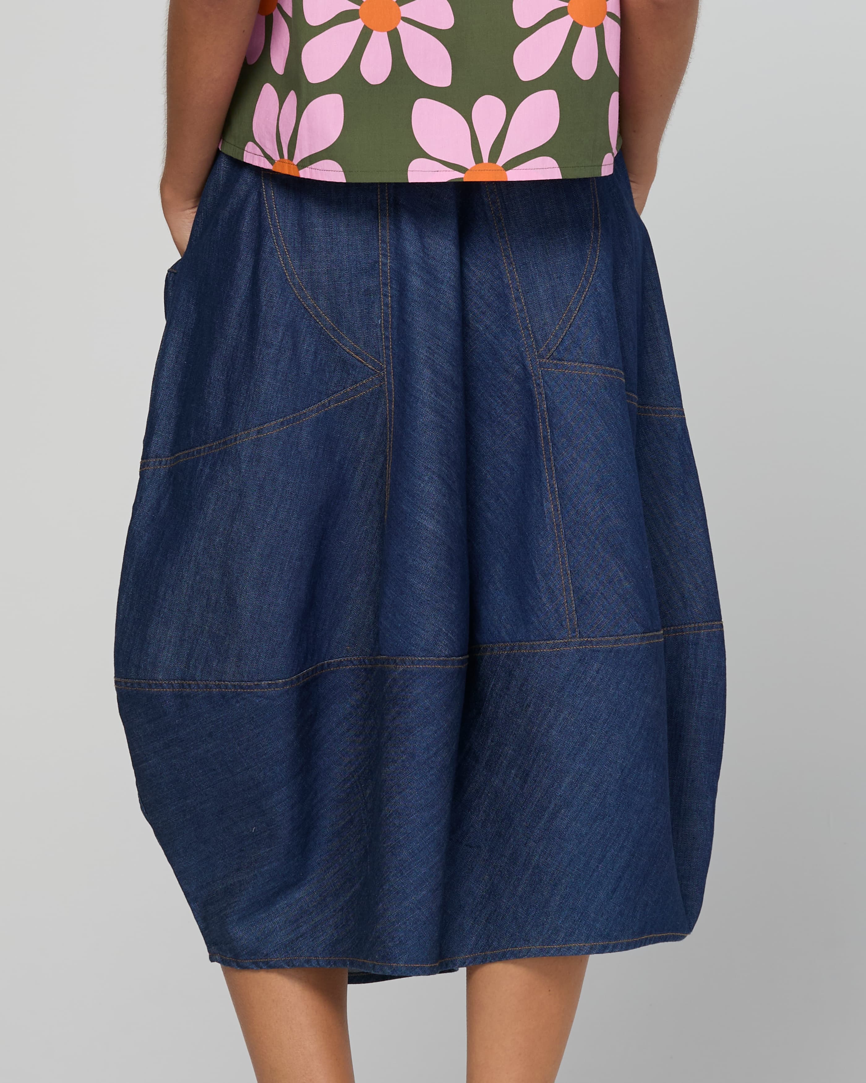 Guru Skirt - Dark Denim Contrast Stitching