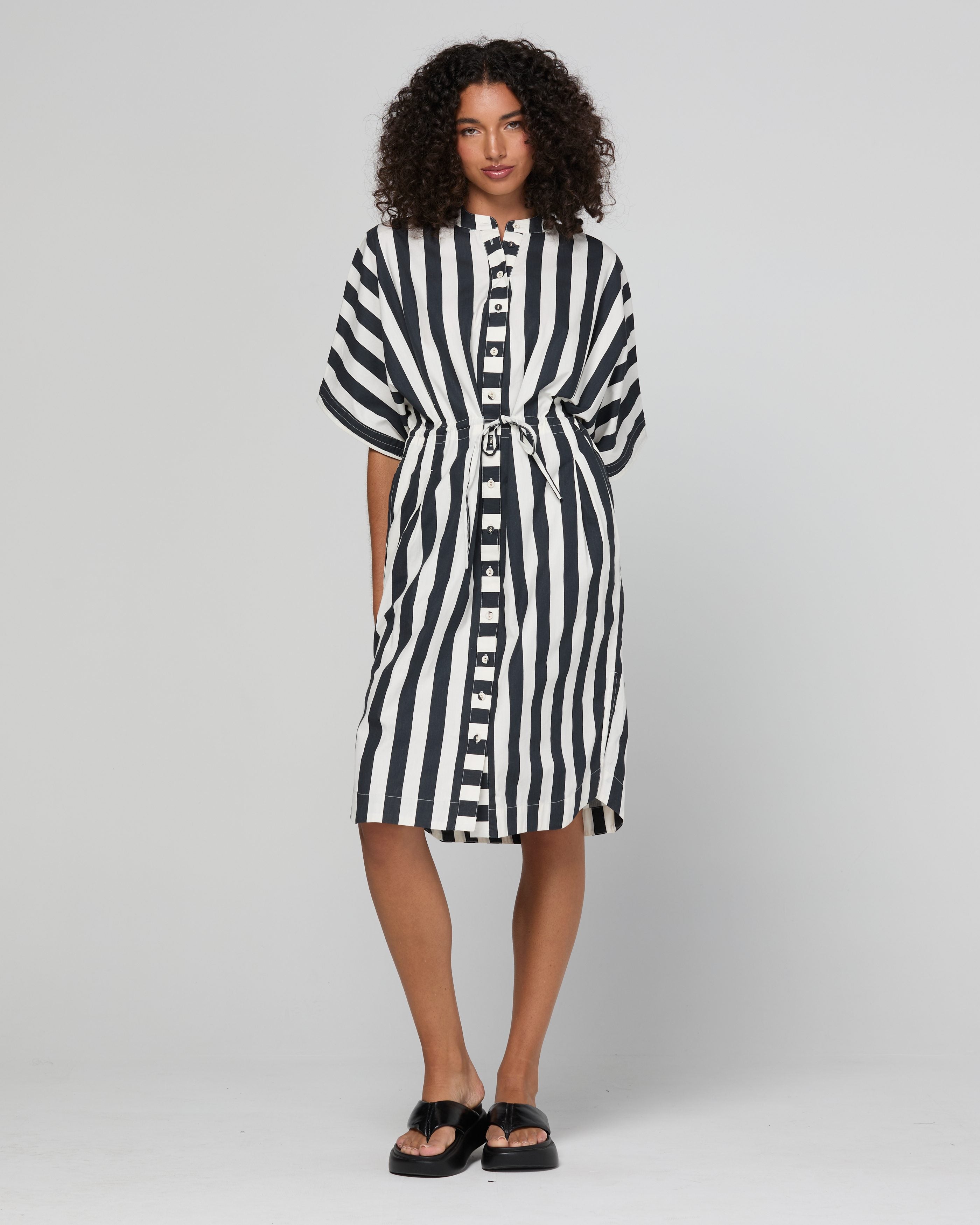 Shiro Shirt Dress - Mono Stripe