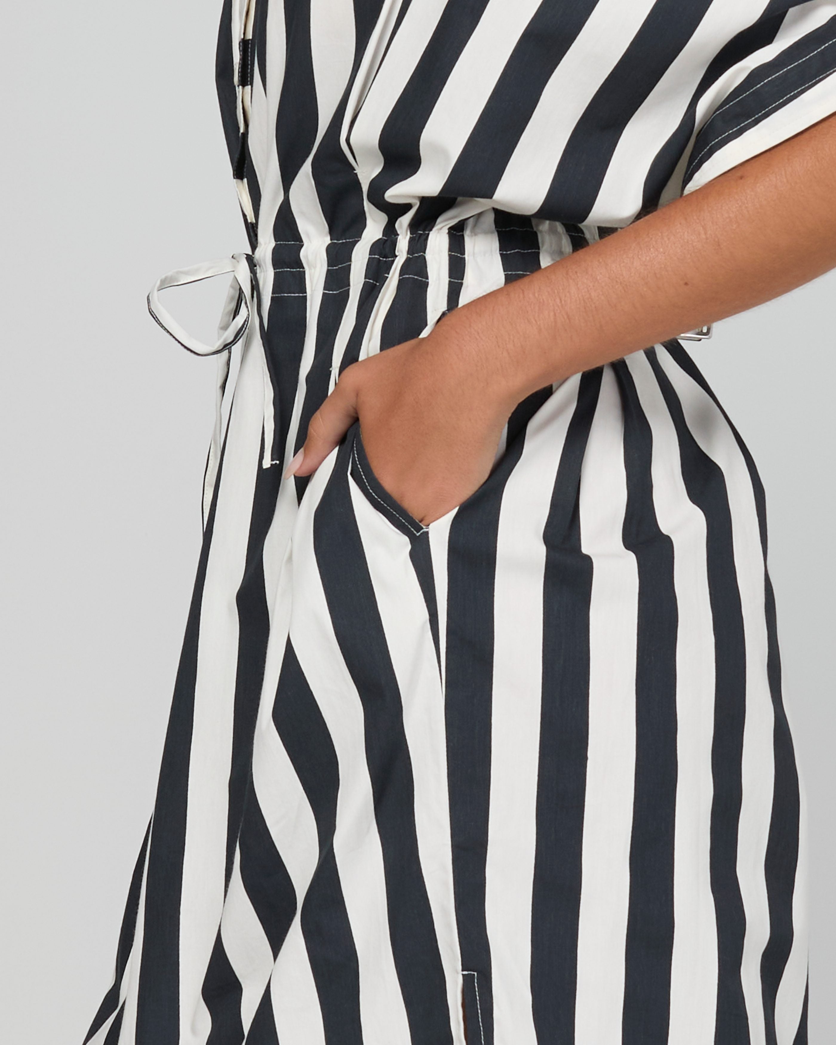 Shiro Shirt Dress - Mono Stripe