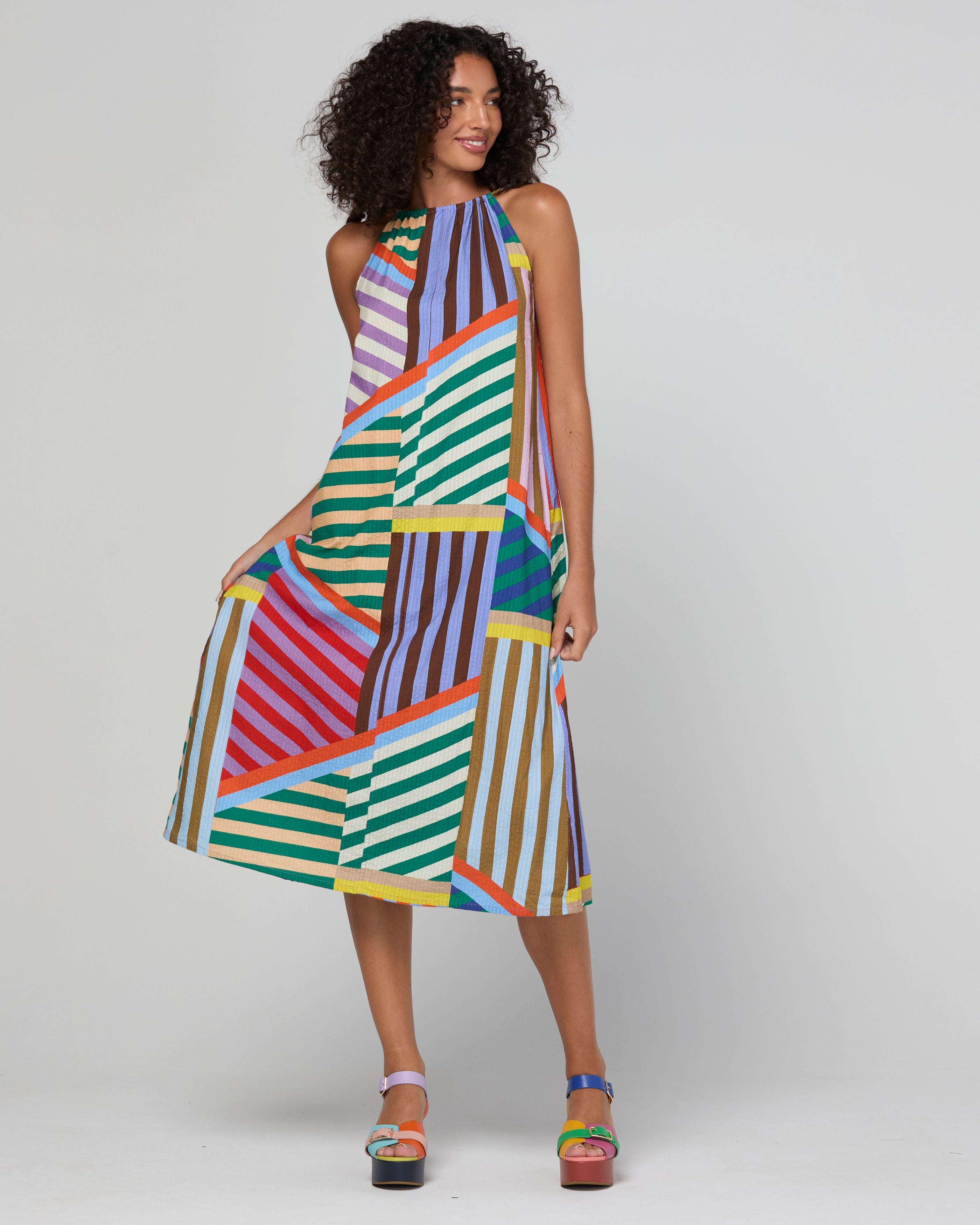 Aria Dress - Liquorice Stripe