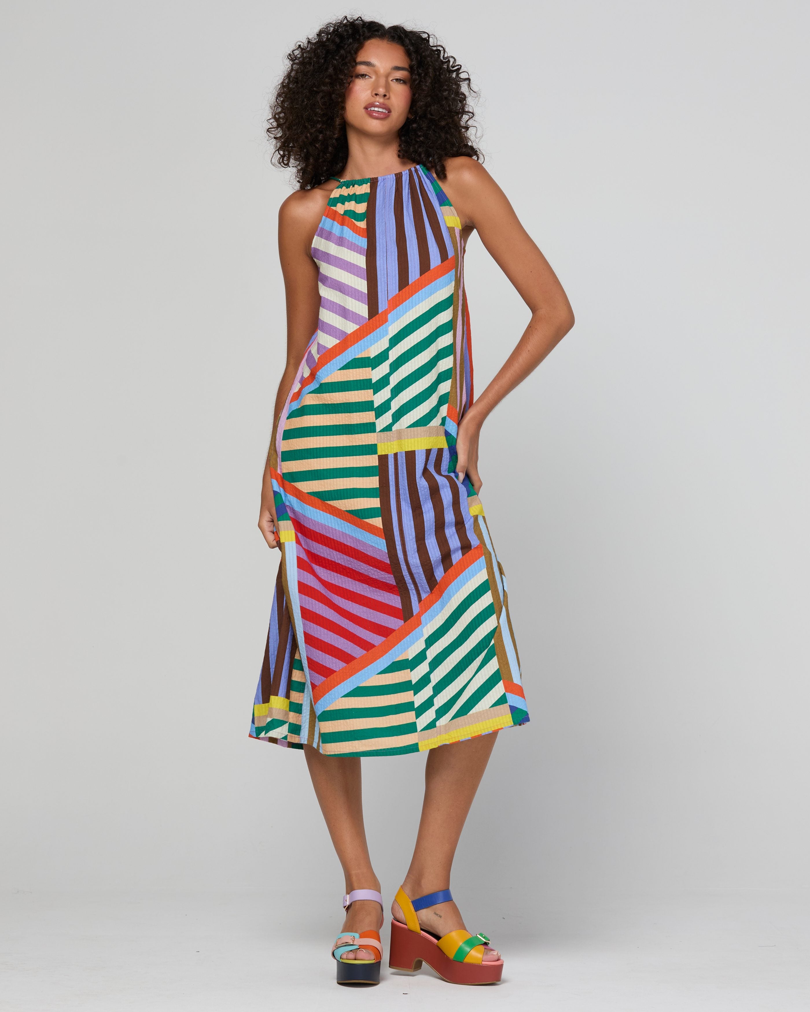 Aria Dress - Liquorice Stripe