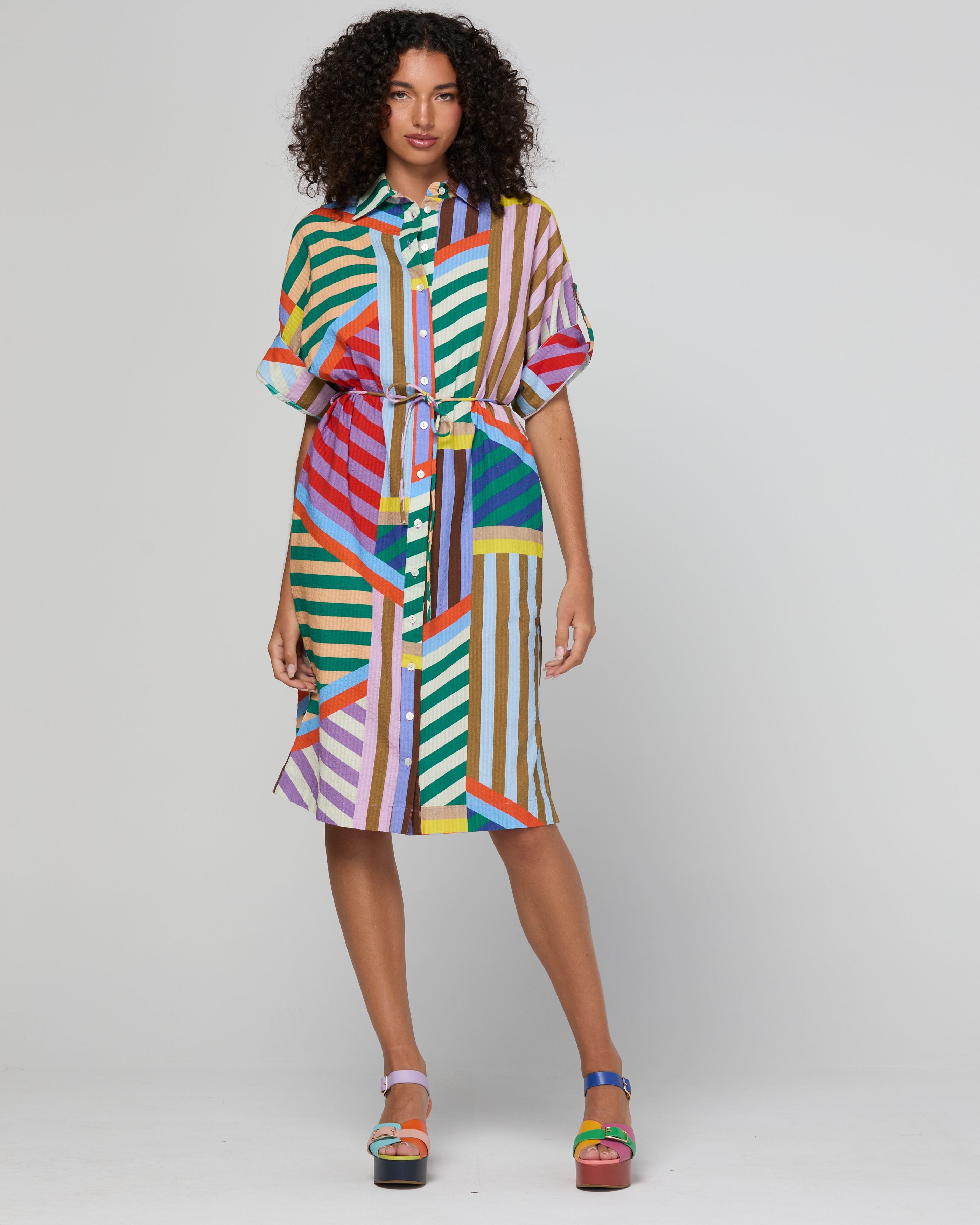 Maui Shirt Dress - Liquorice Stripe