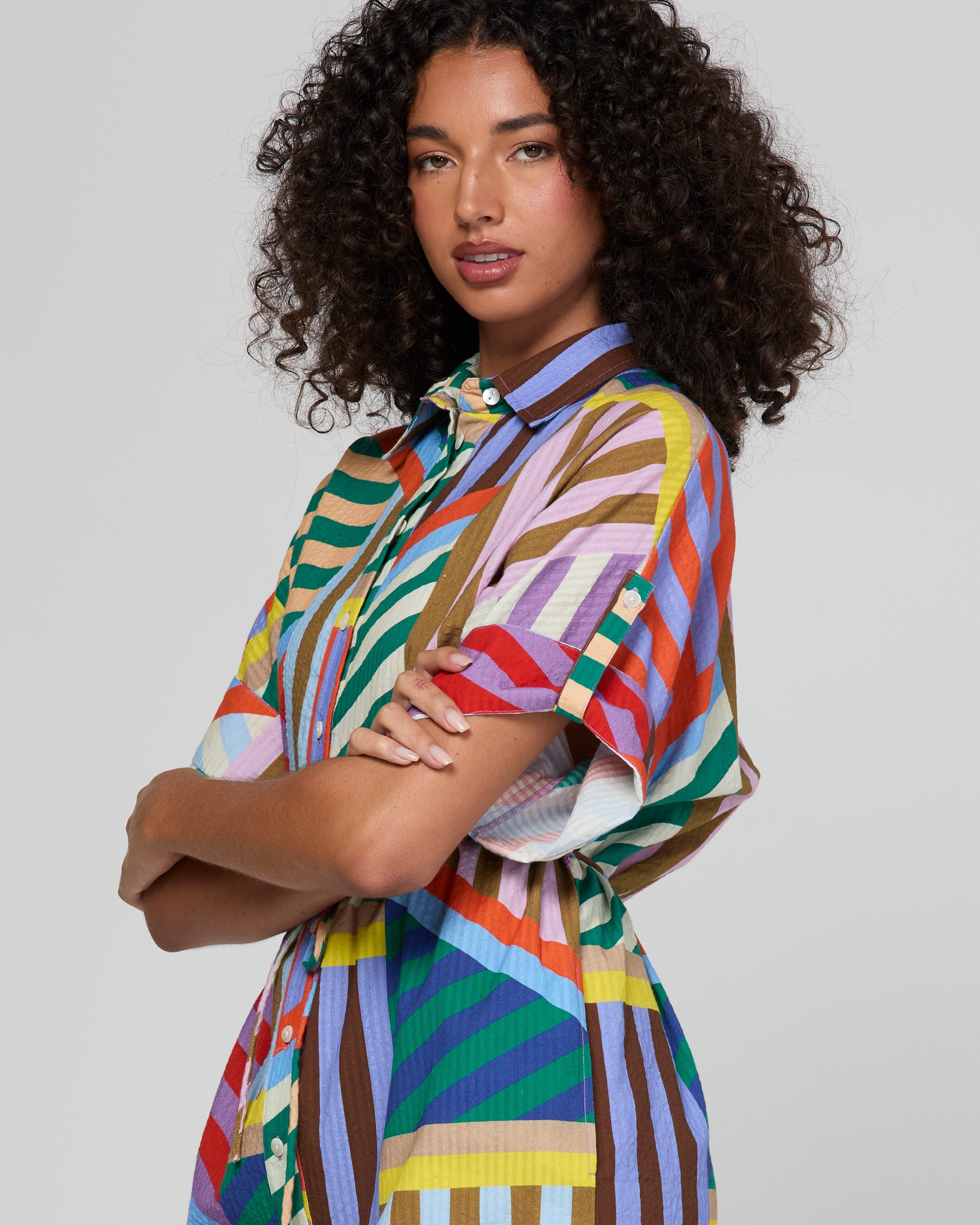 Maui Shirt Dress - Liquorice Stripe