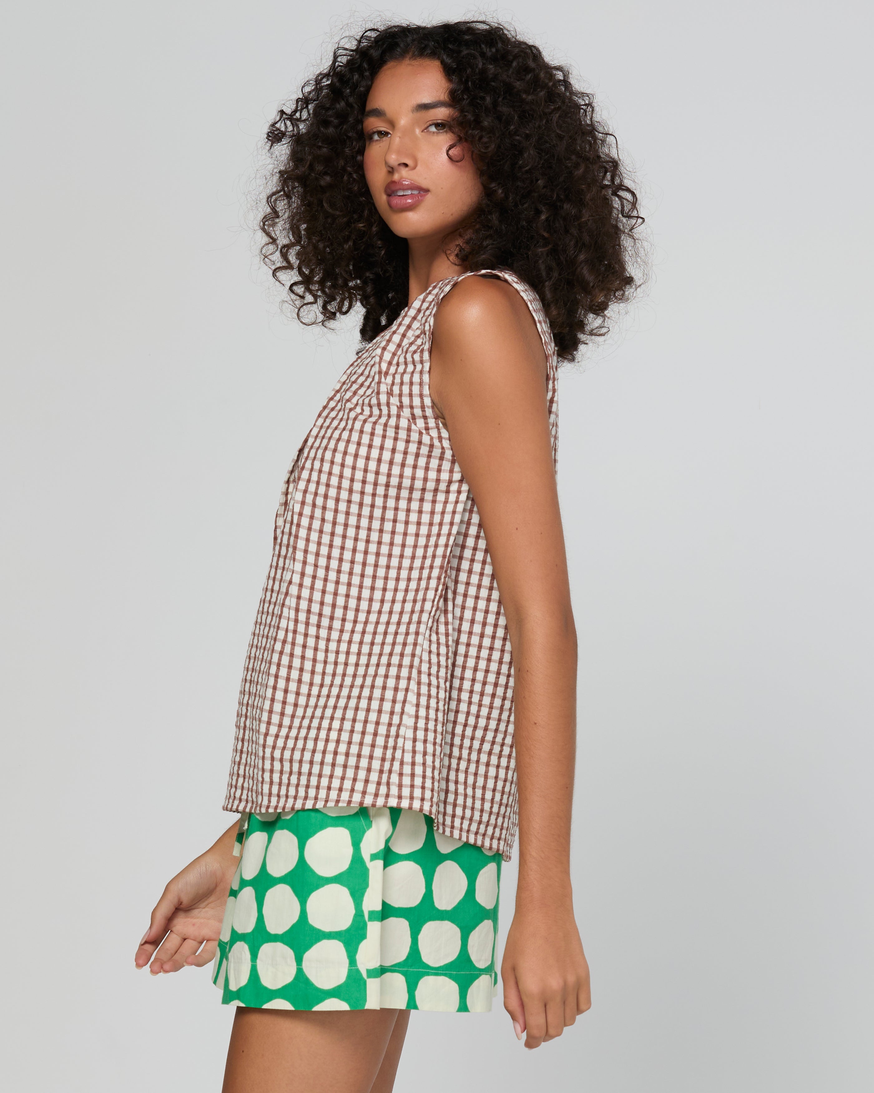 Chekku Top - Cocoa Gingham