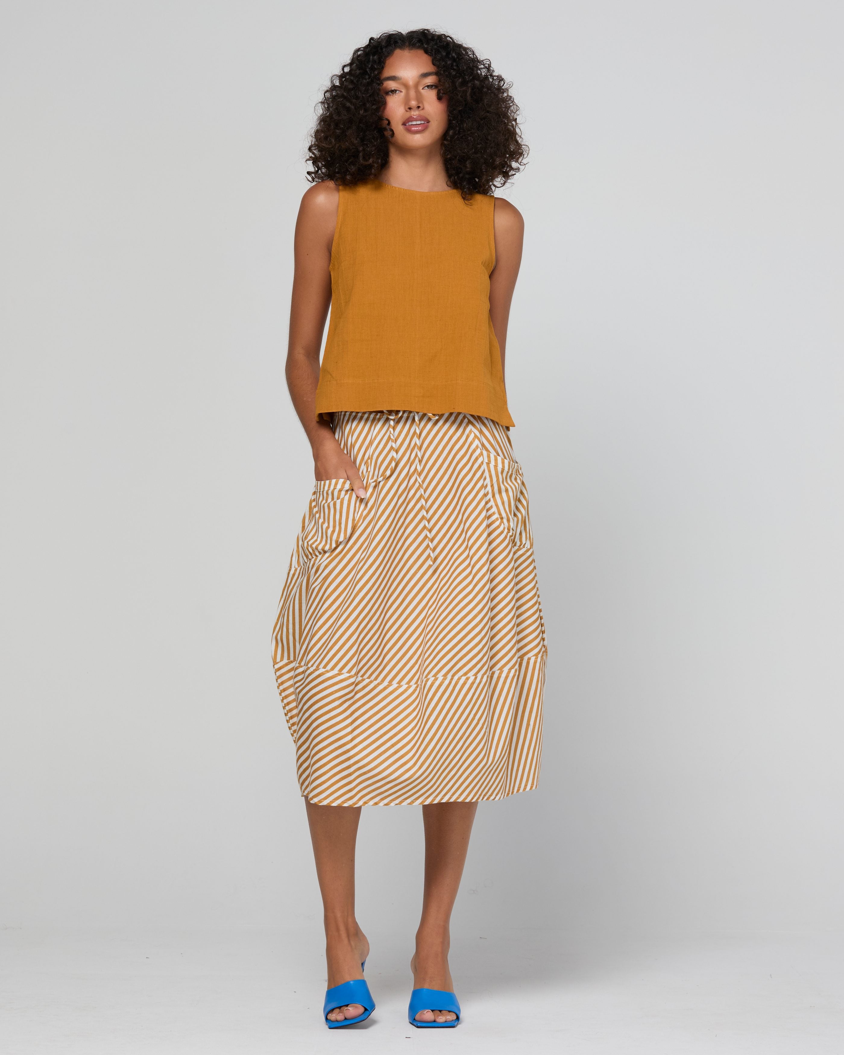 Guru Skirt - Mustard Stripe