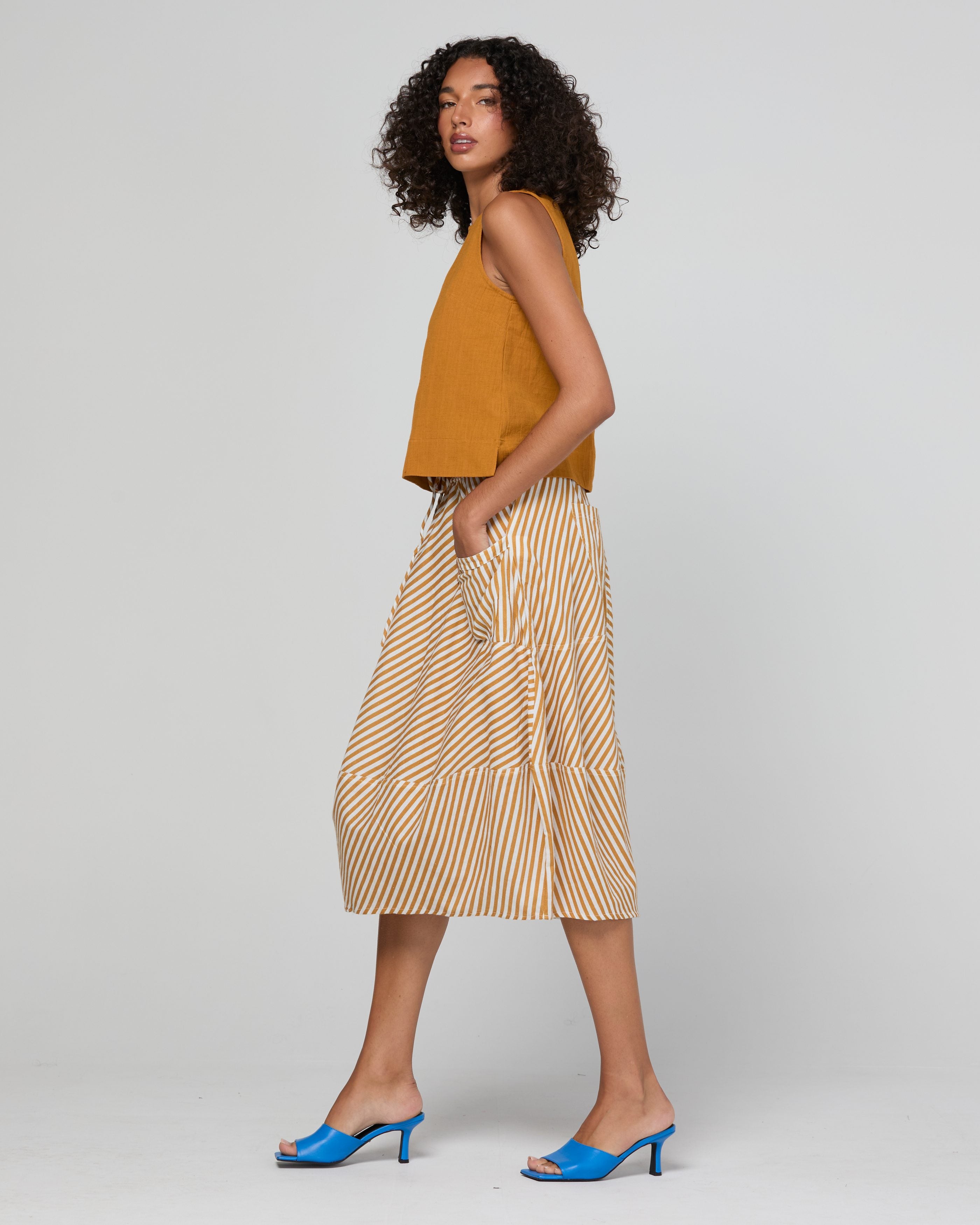 Guru Skirt - Mustard Stripe