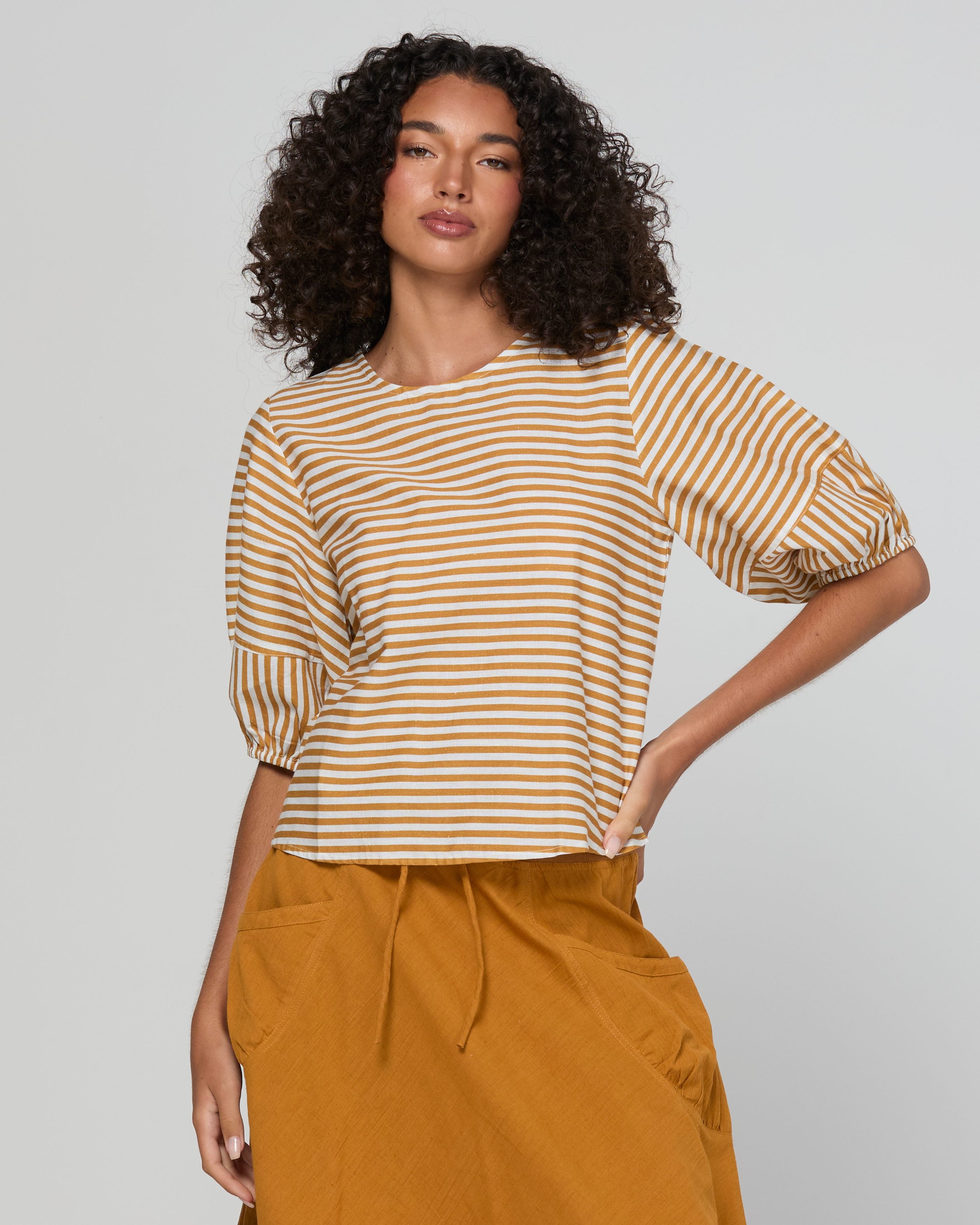 Ava Top - Mustard Stripe