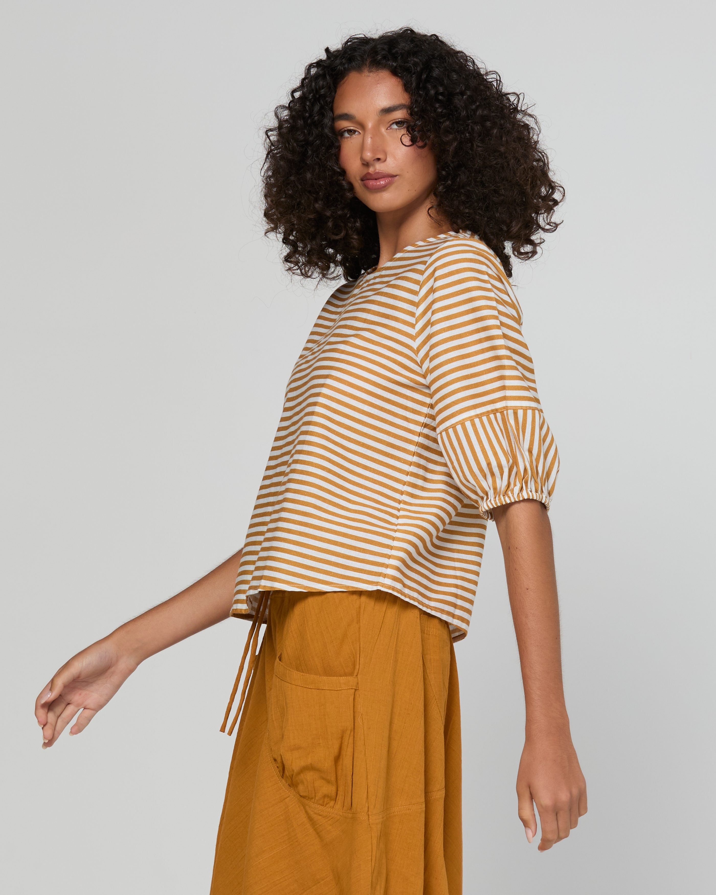 Ava Top - Mustard Stripe