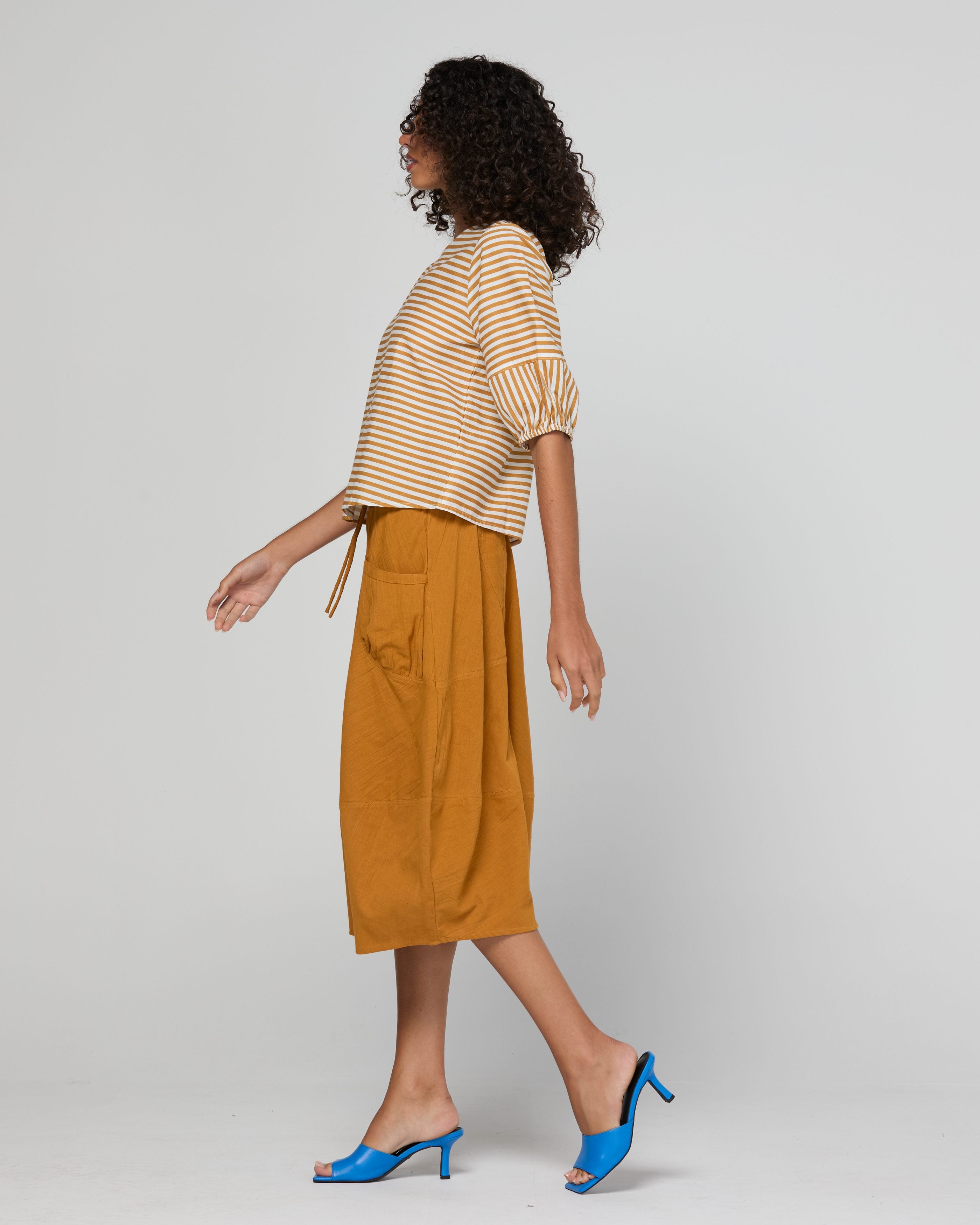 Ava Top - Mustard Stripe