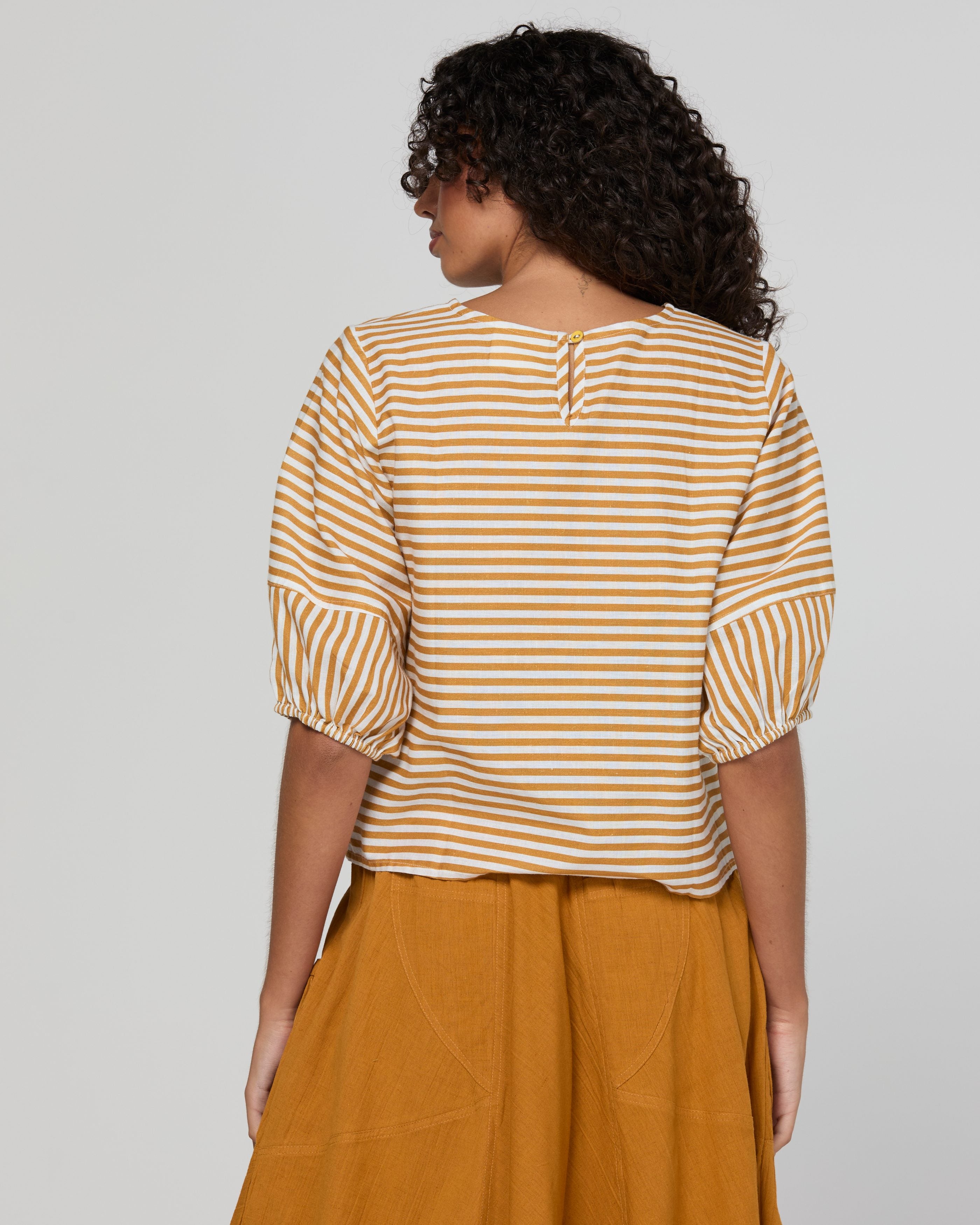Ava Top - Mustard Stripe