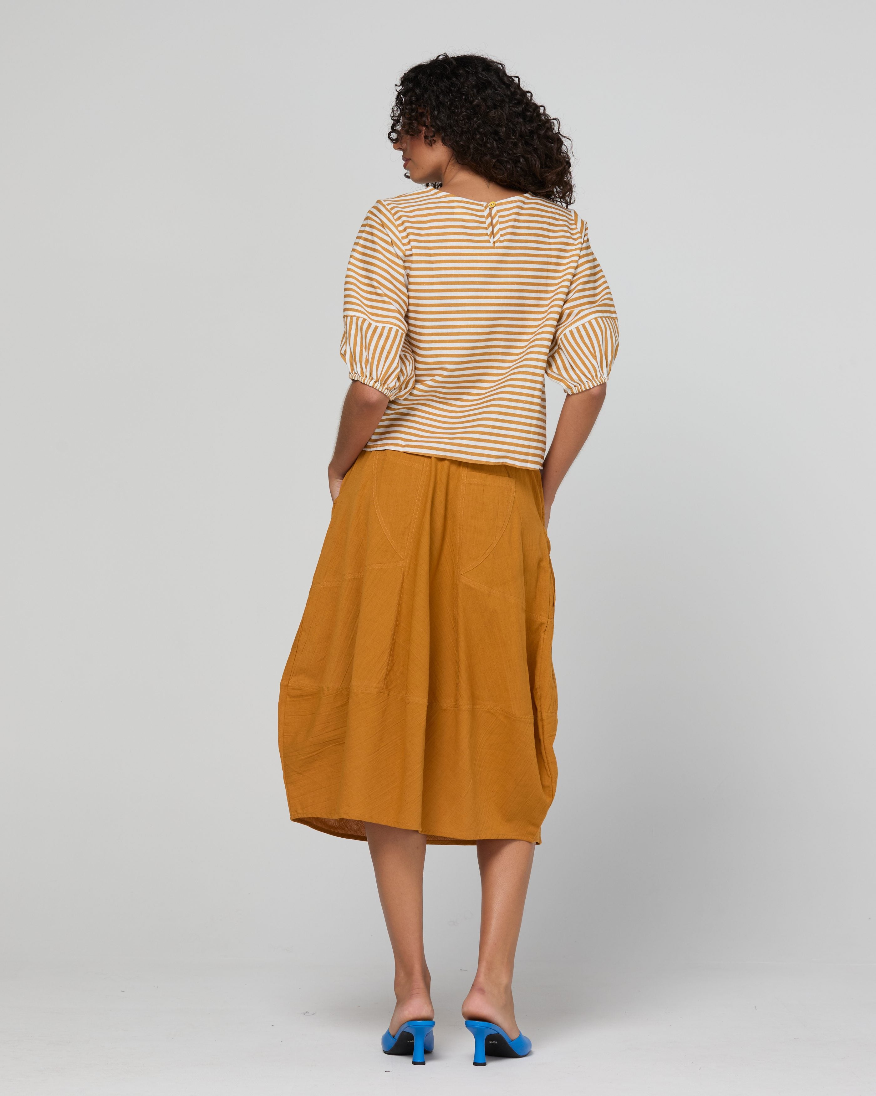 Ava Top - Mustard Stripe