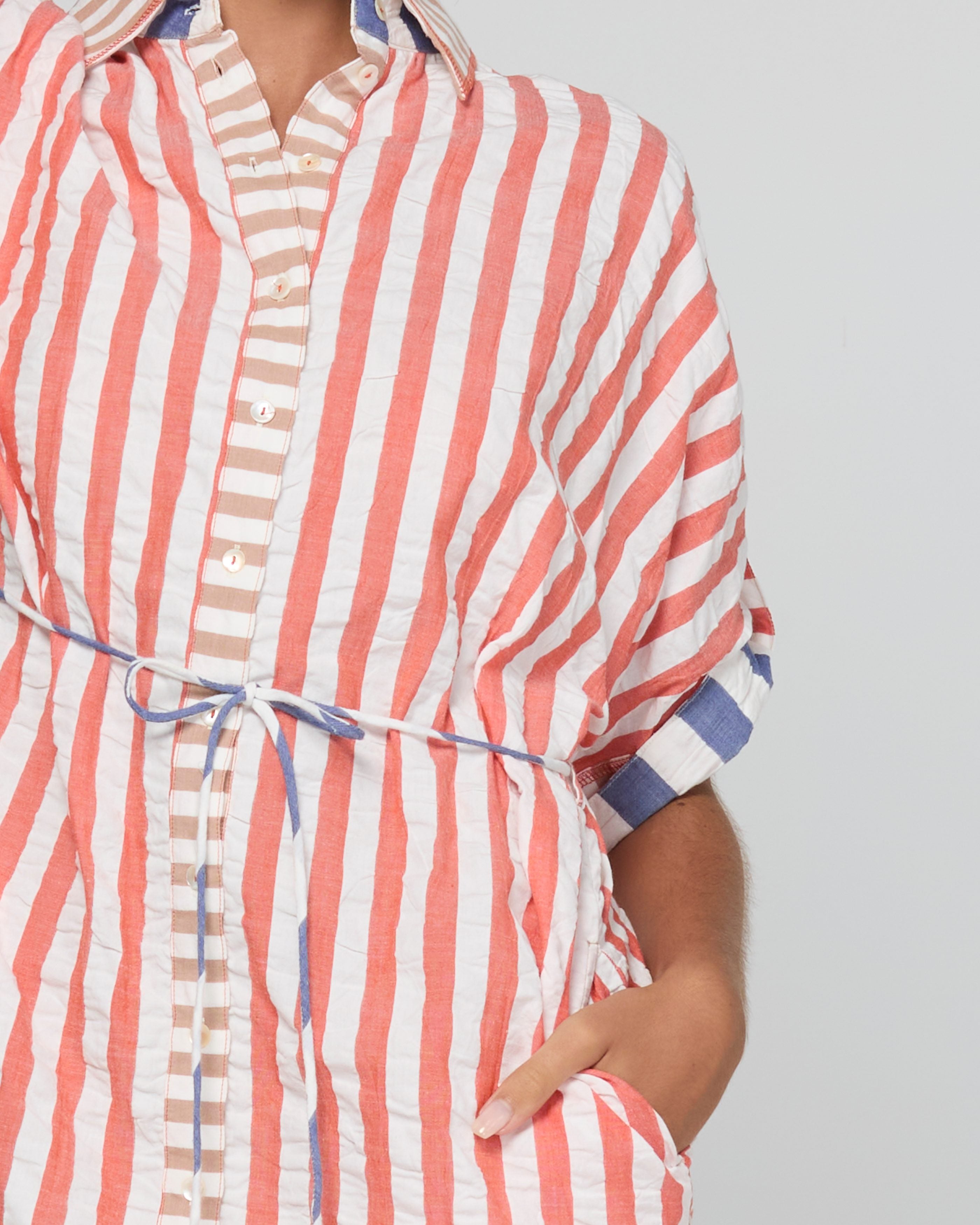 Maui Shirt Dress - Watermelon Stripe