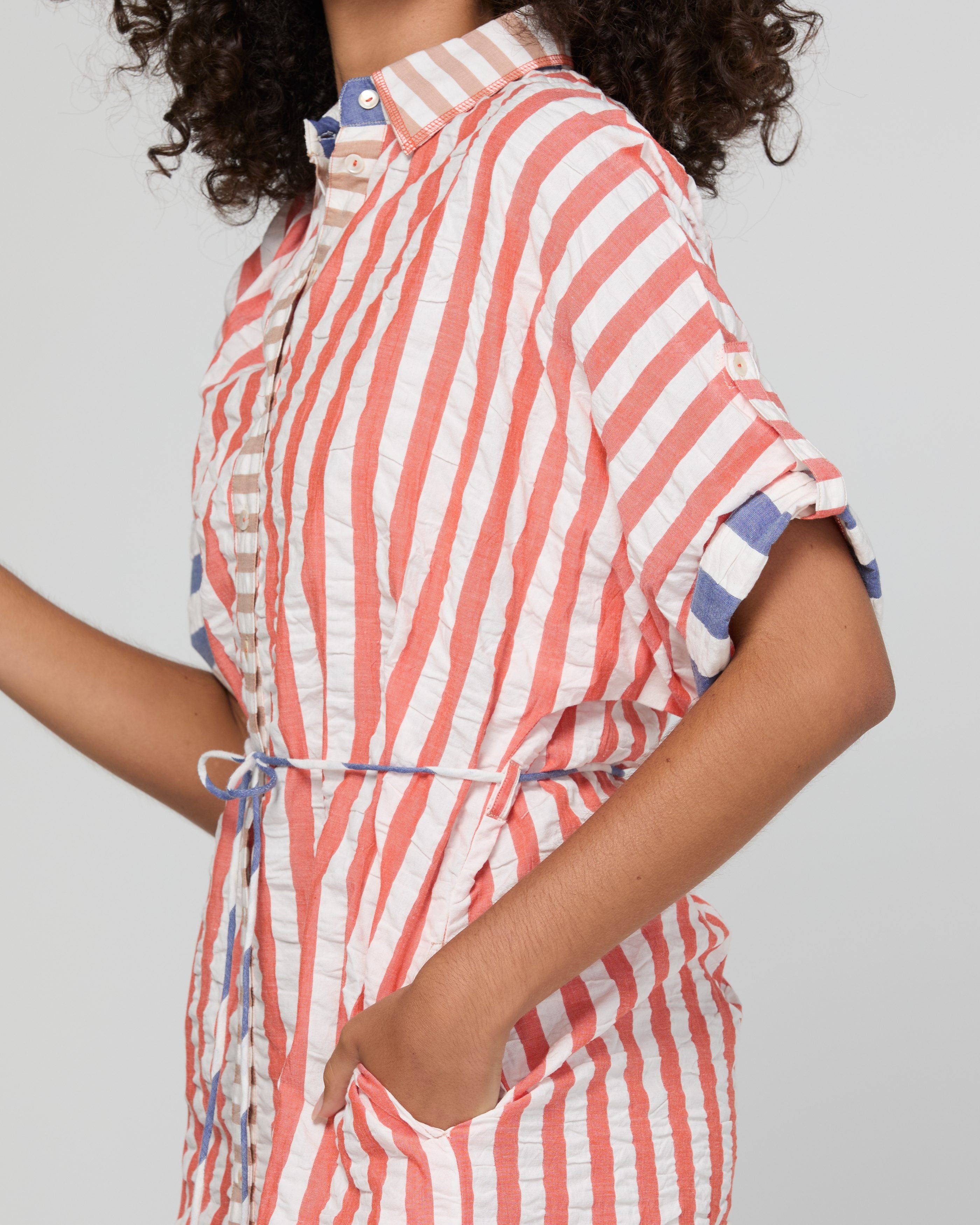 Maui Shirt Dress - Watermelon Stripe