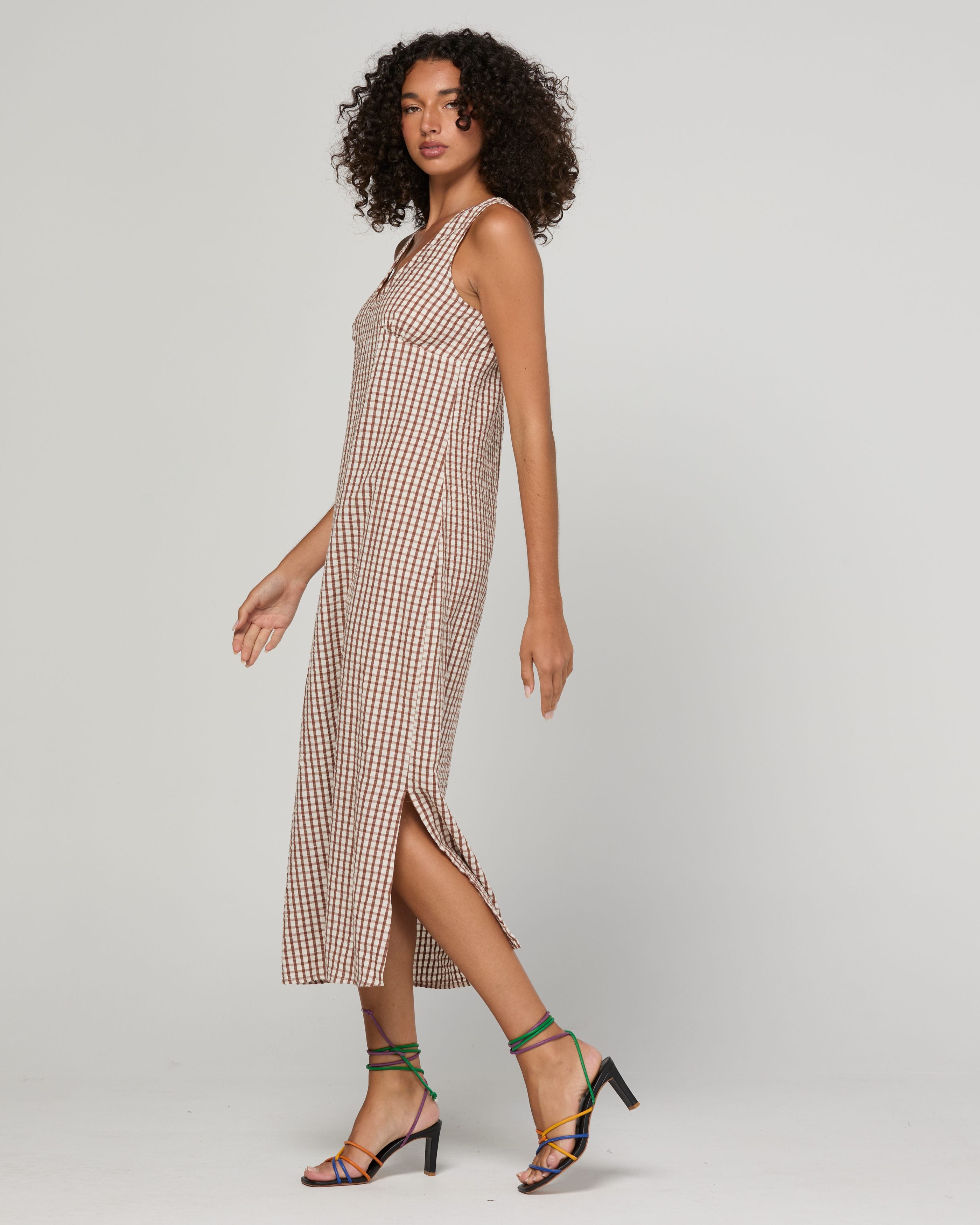 Sutora Dress - Cocoa Gingham