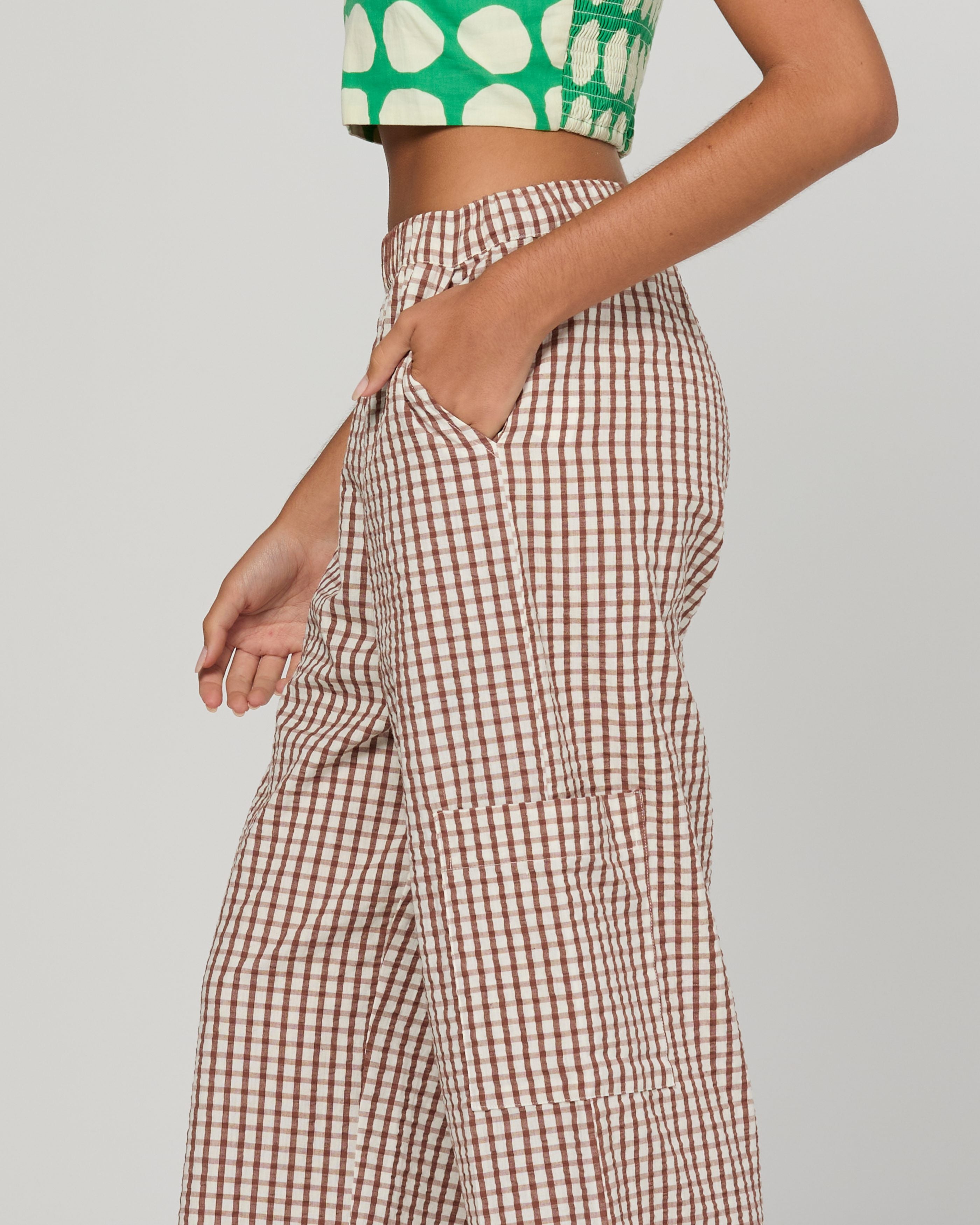 Evelina Pant - Cocoa Gingham