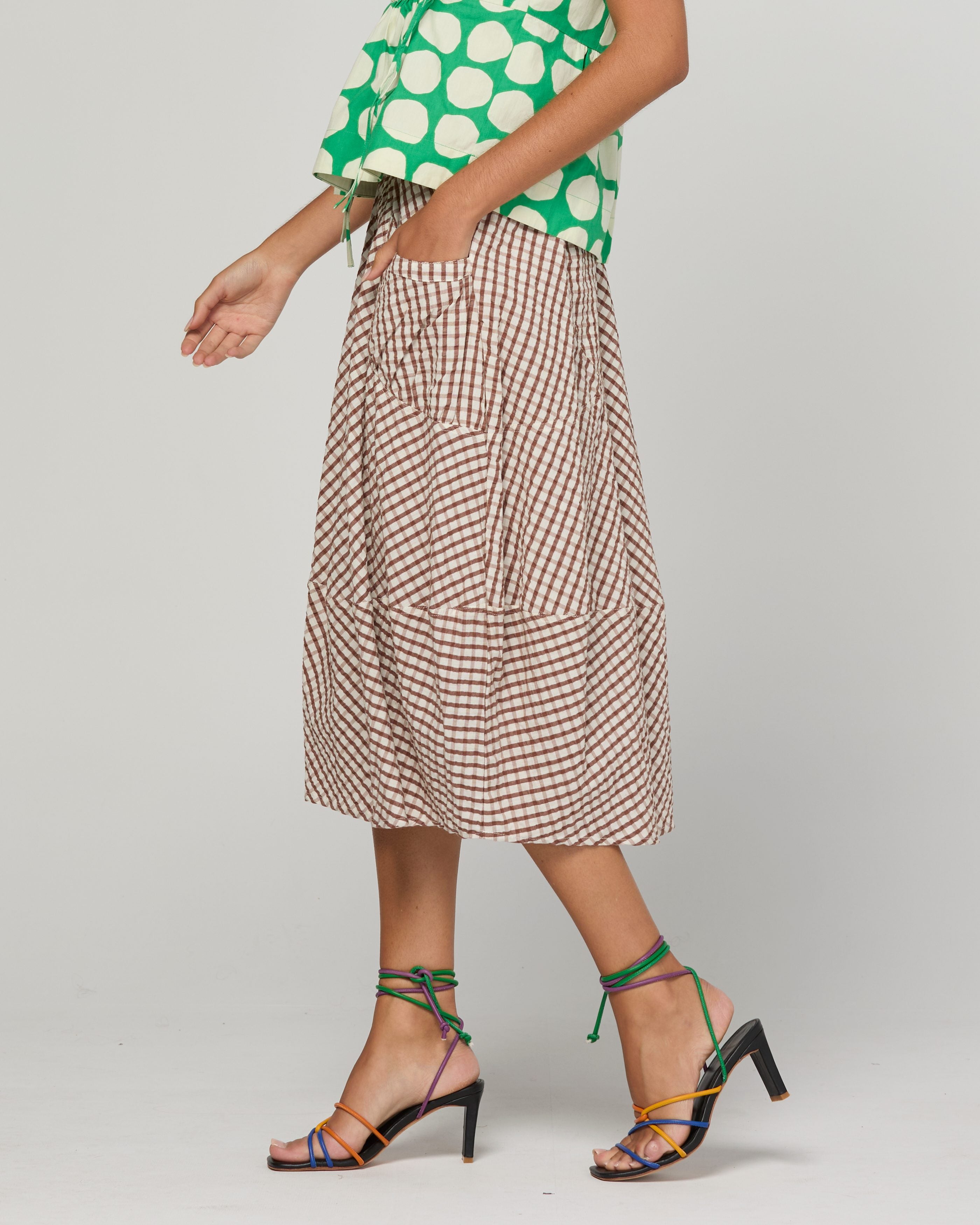 Guru Skirt - Cocoa Gingham