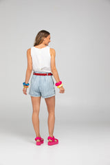 Flower Belt - Sienna Red Suede