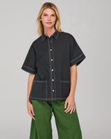 Hatsu Shirt - Black/White Stitching