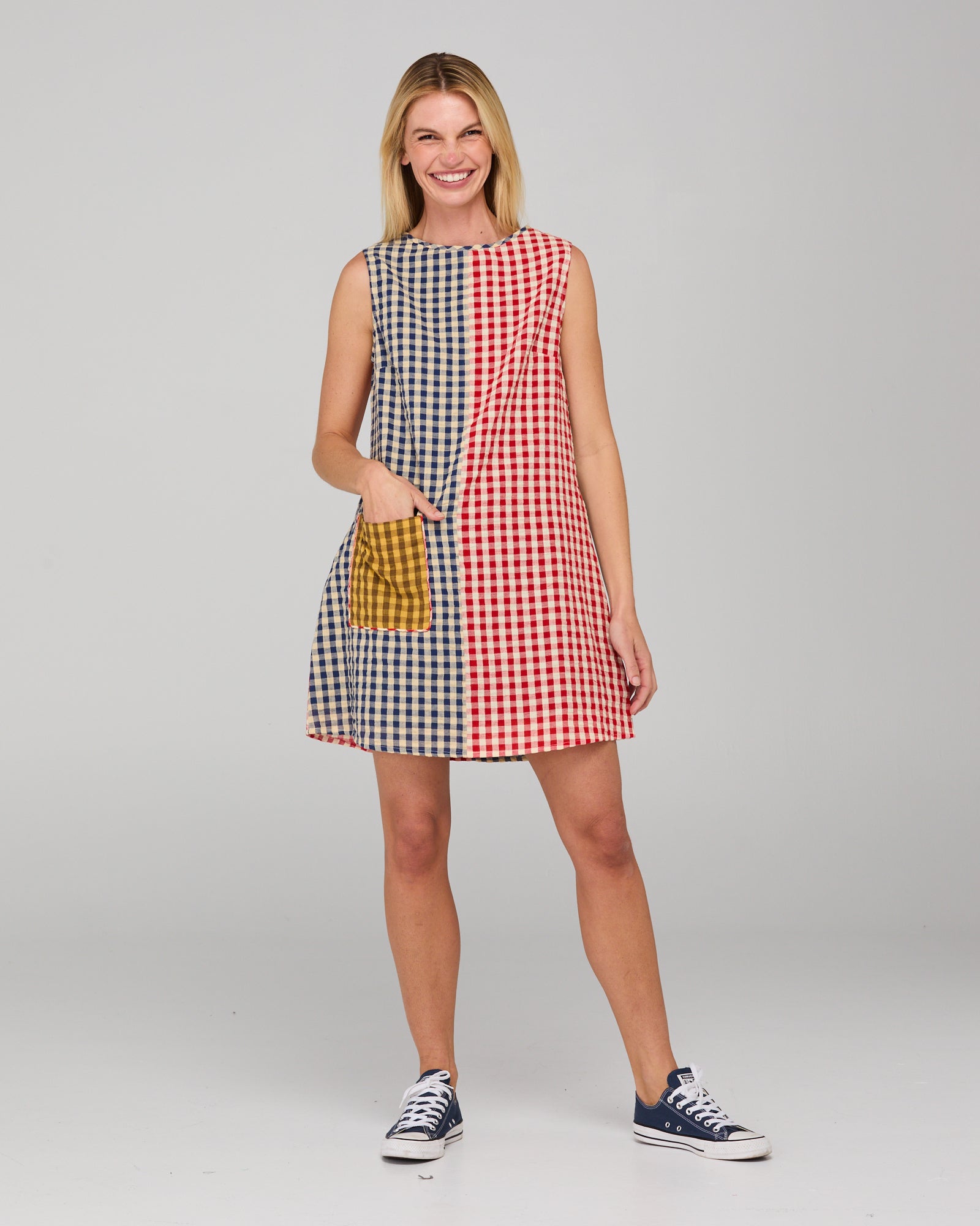 Gillie Dress - Spliced Seersucker