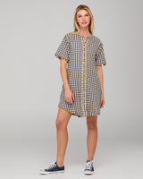 Josie Shirt Dress - Navy Spliced Seersucker