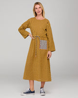 Akari Dress - Mustard Seersucker