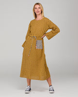 Akari Dress - Mustard Seersucker