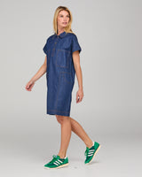 Fumiko Dress - Dark Denim Contrast Stitching