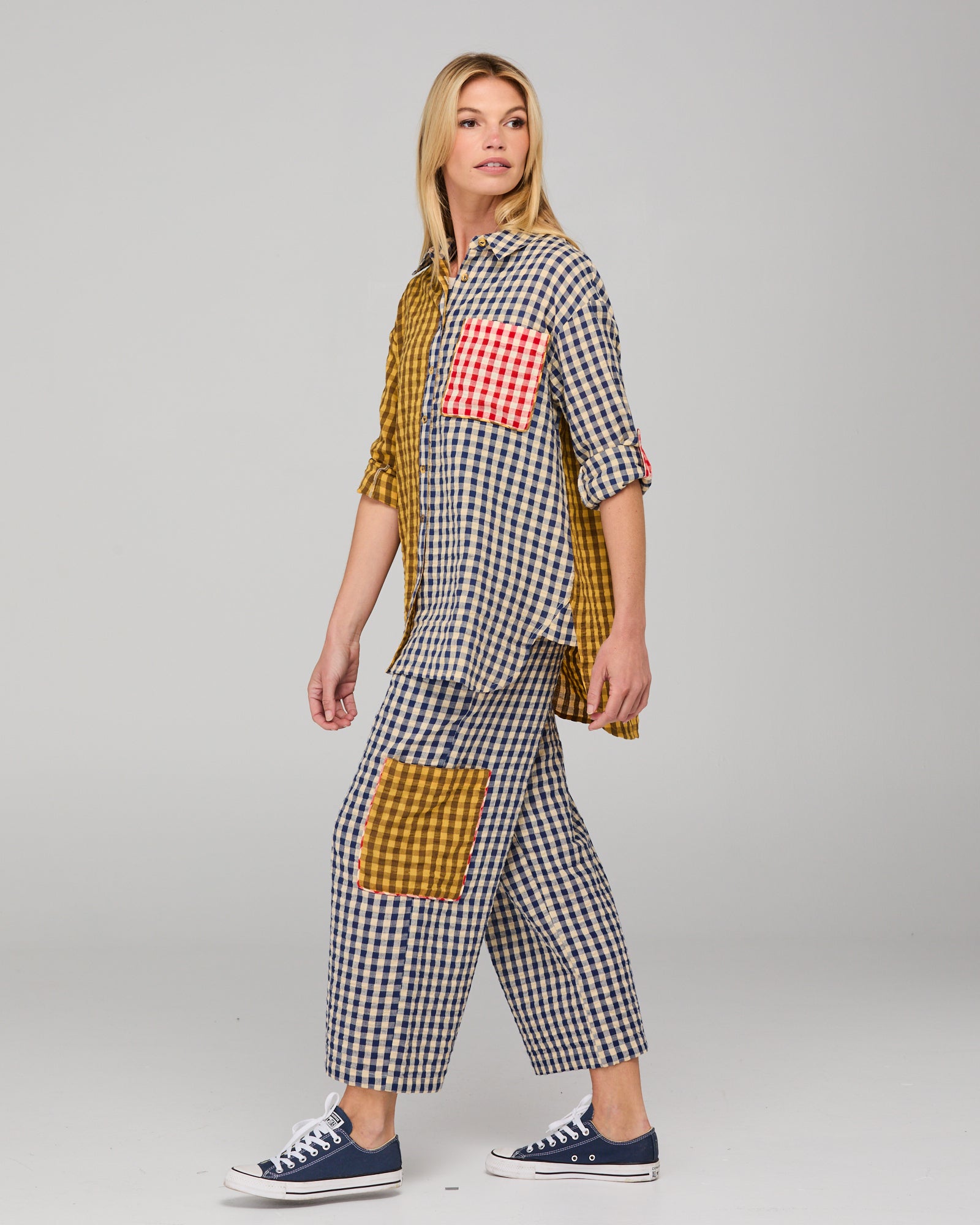 Evelina Pant- Navy Seersucker