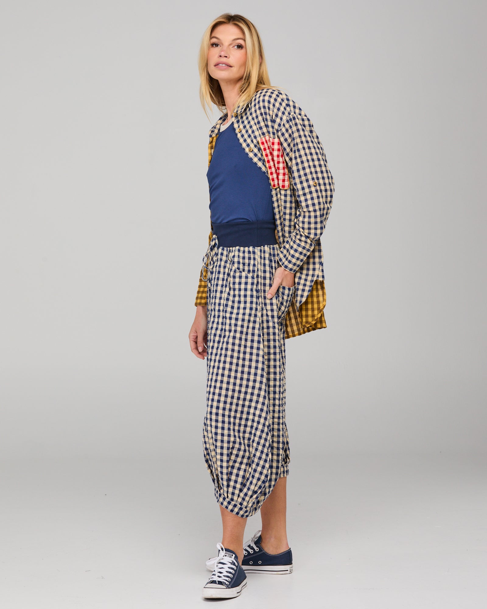 Guru Pant - Navy Seersucker