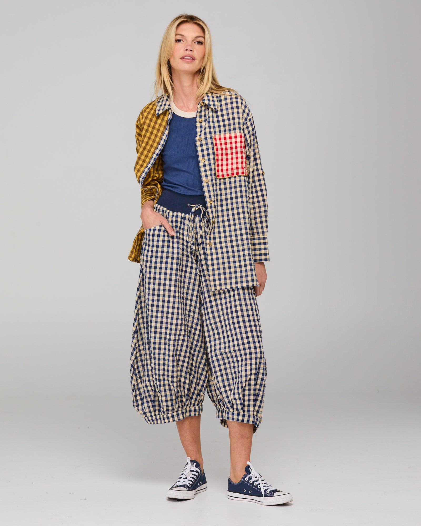 Guru Pant - Navy Seersucker