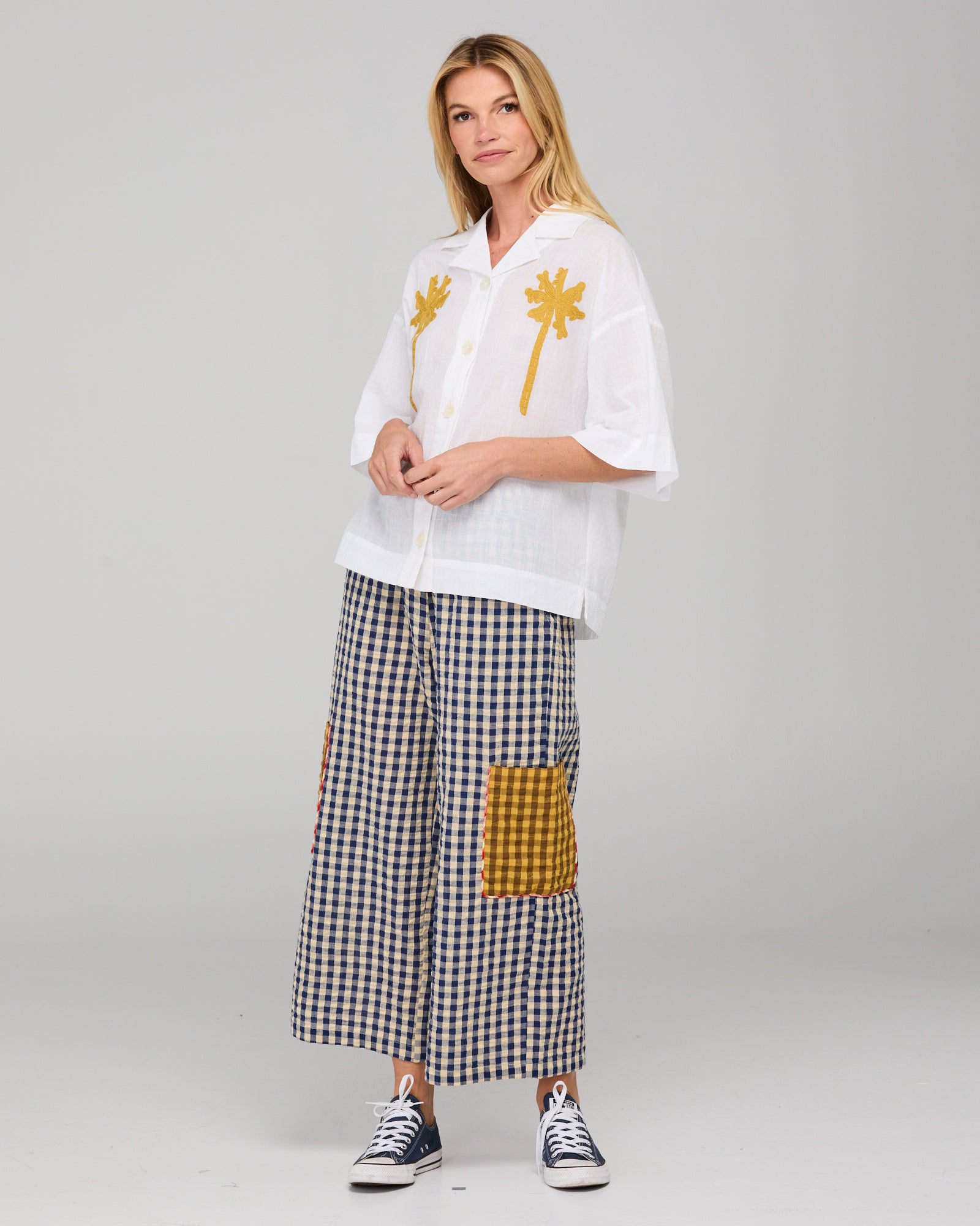 Evelina Pant- Navy Seersucker