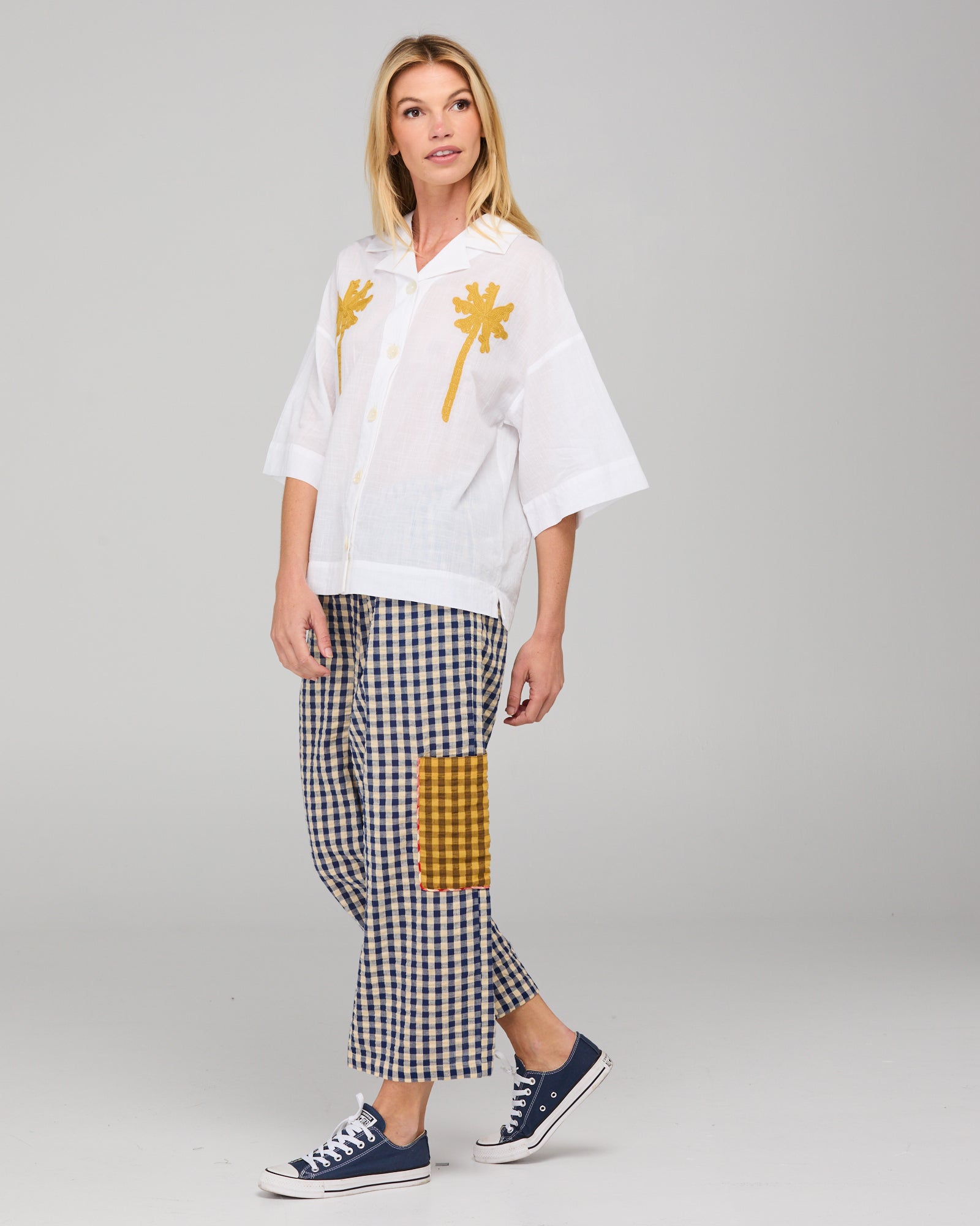 Sabal Shirt - White Mustard Embroidery