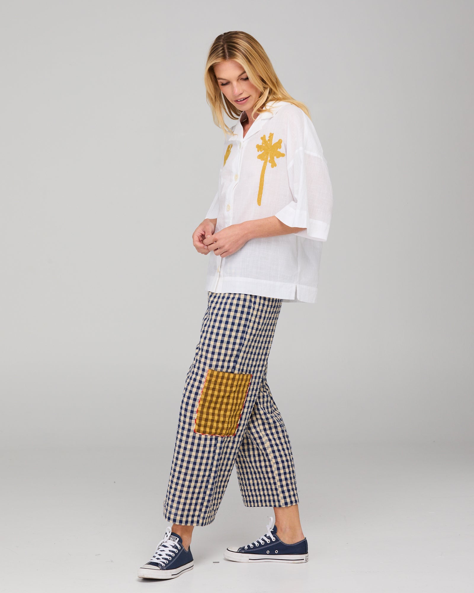 Sabal Shirt - White Mustard Embroidery