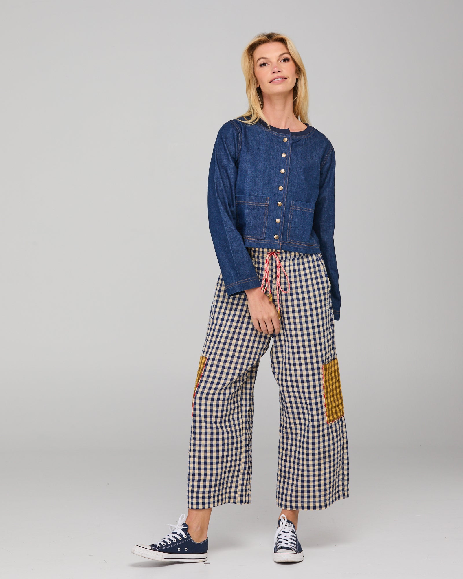 Evelina Pant- Navy Seersucker