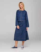 Fumiko Skirt - Dark Denim Contrast Stitching