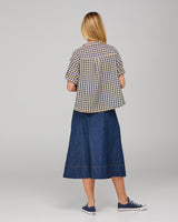 Fumiko Skirt - Dark Denim Contrast Stitching