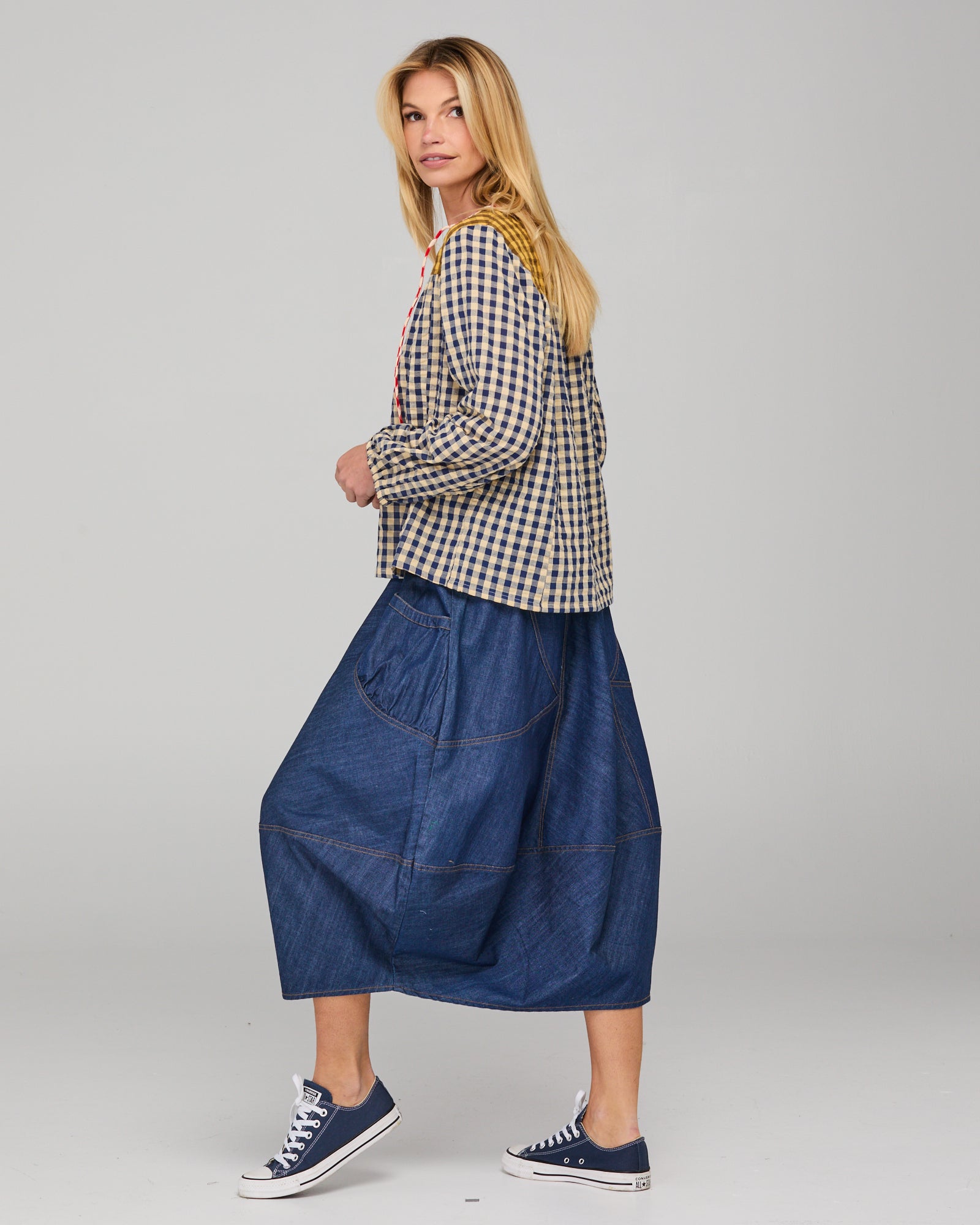 Guru Skirt - Dark Denim Contrast Stitching