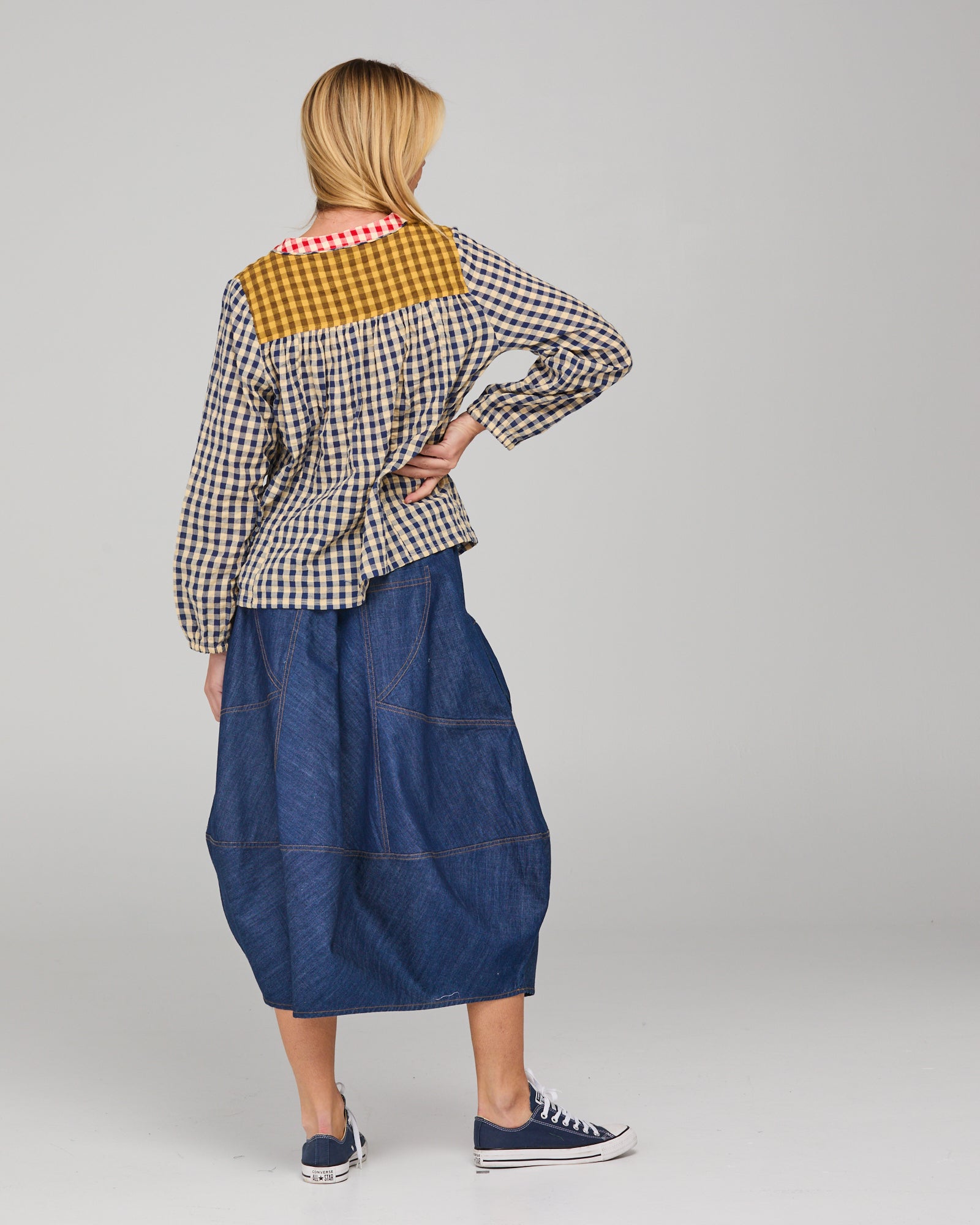 Guru Skirt - Dark Denim Contrast Stitching