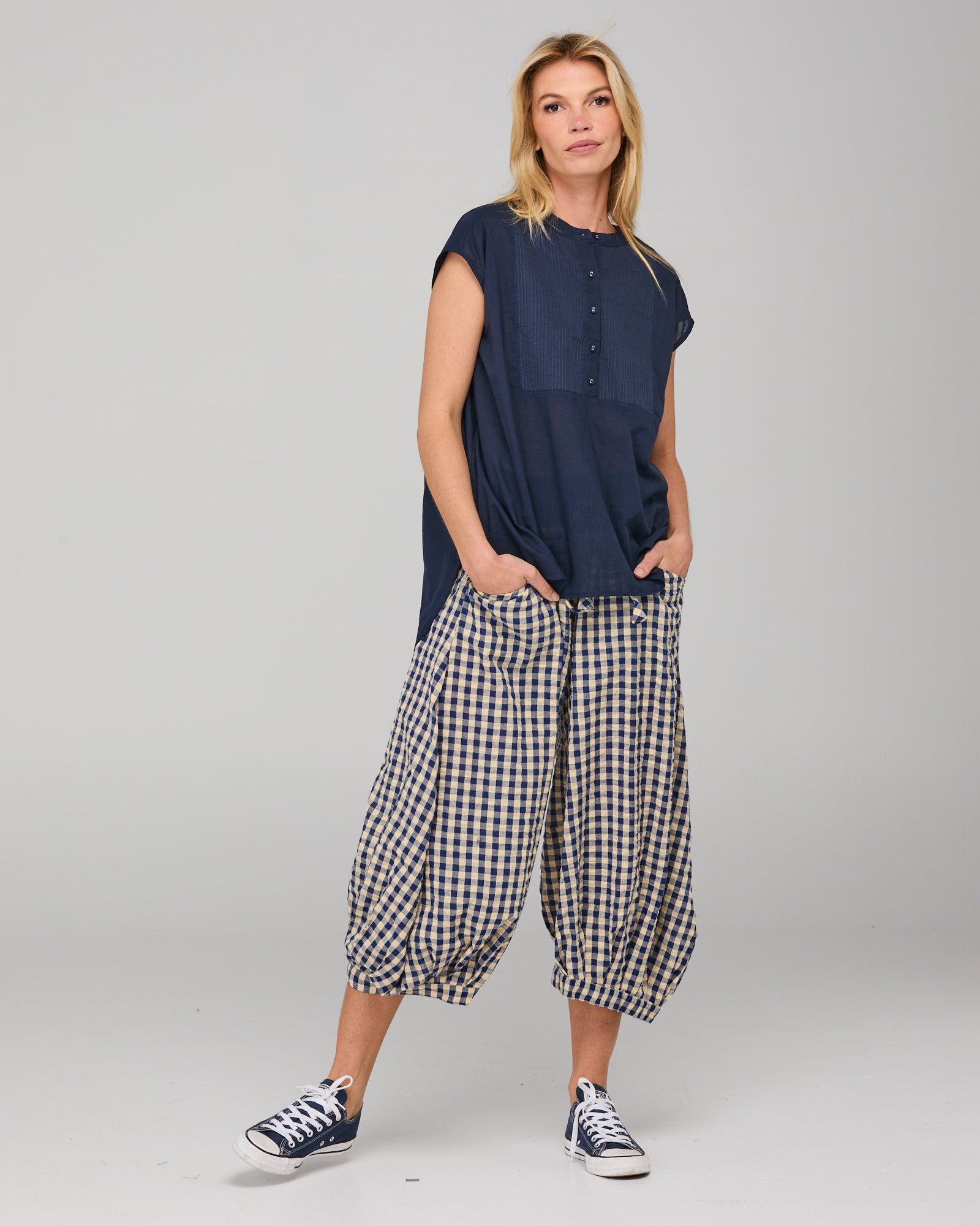 Guru Pant - Navy Seersucker